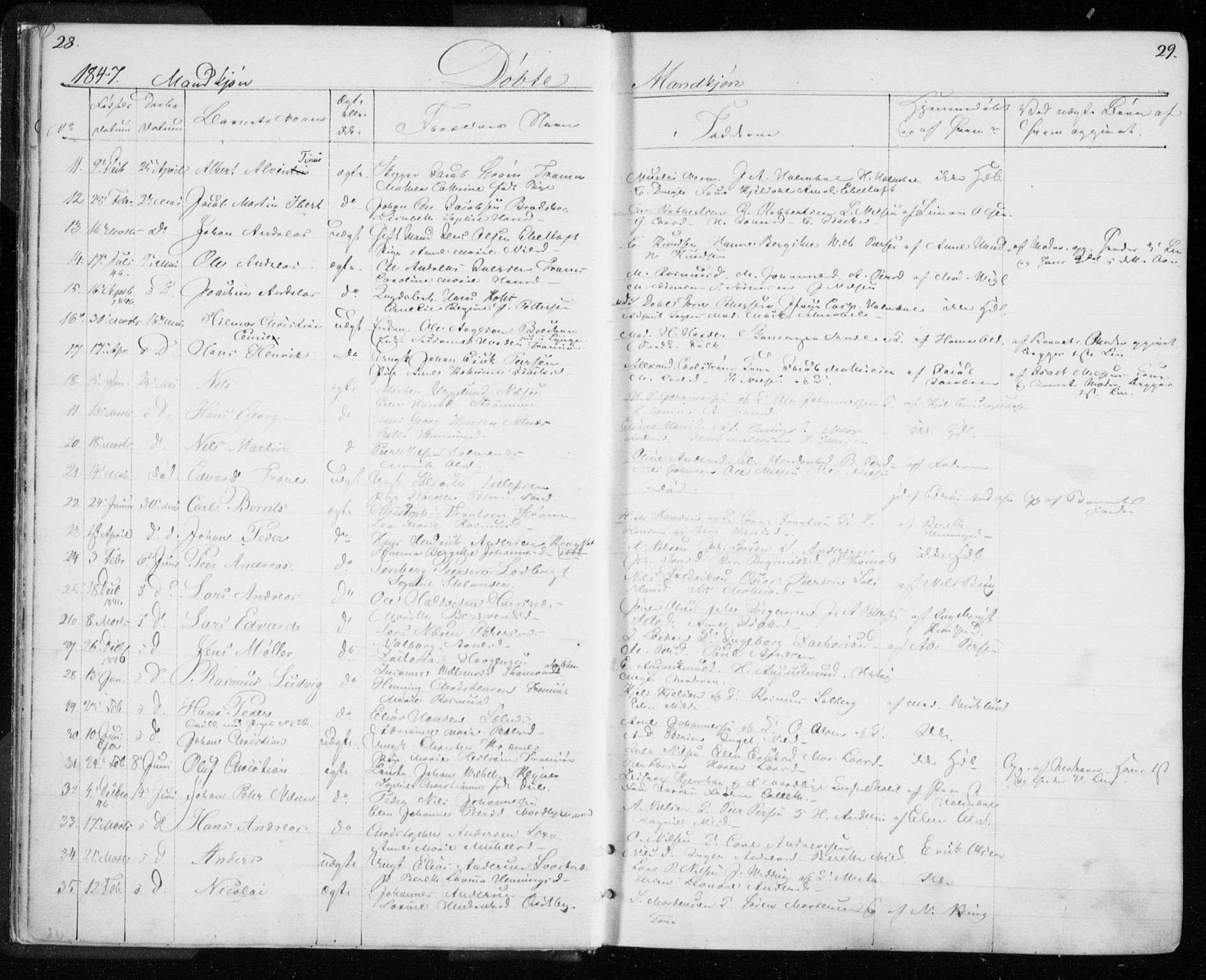 Tromsø sokneprestkontor/stiftsprosti/domprosti, AV/SATØ-S-1343/G/Gb/L0005klokker: Parish register (copy) no. 5, 1846-1857, p. 28-29