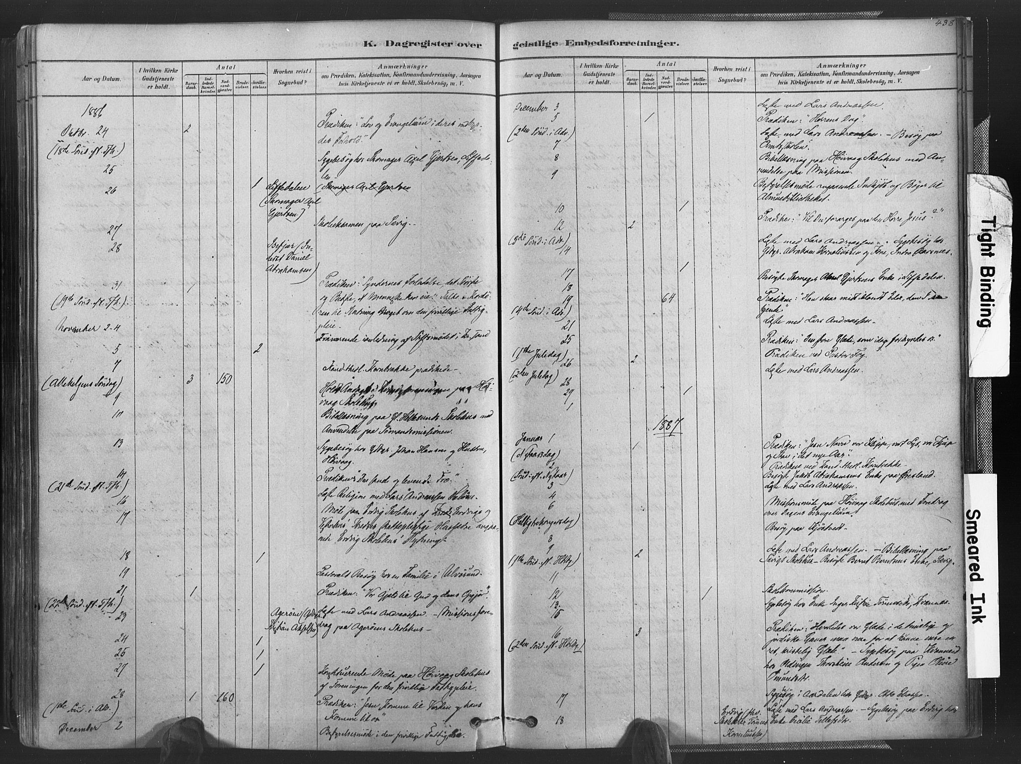 Høvåg sokneprestkontor, AV/SAK-1111-0025/F/Fa/L0005: Parish register (official) no. A 5, 1878-1893, p. 438