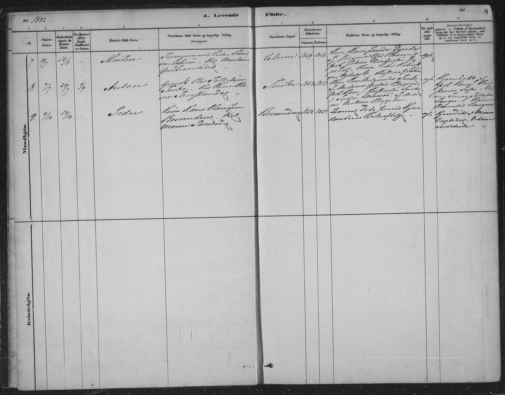 Sandsvær kirkebøker, AV/SAKO-A-244/F/Fe/L0001: Parish register (official) no. V 1, 1878-1936, p. 8