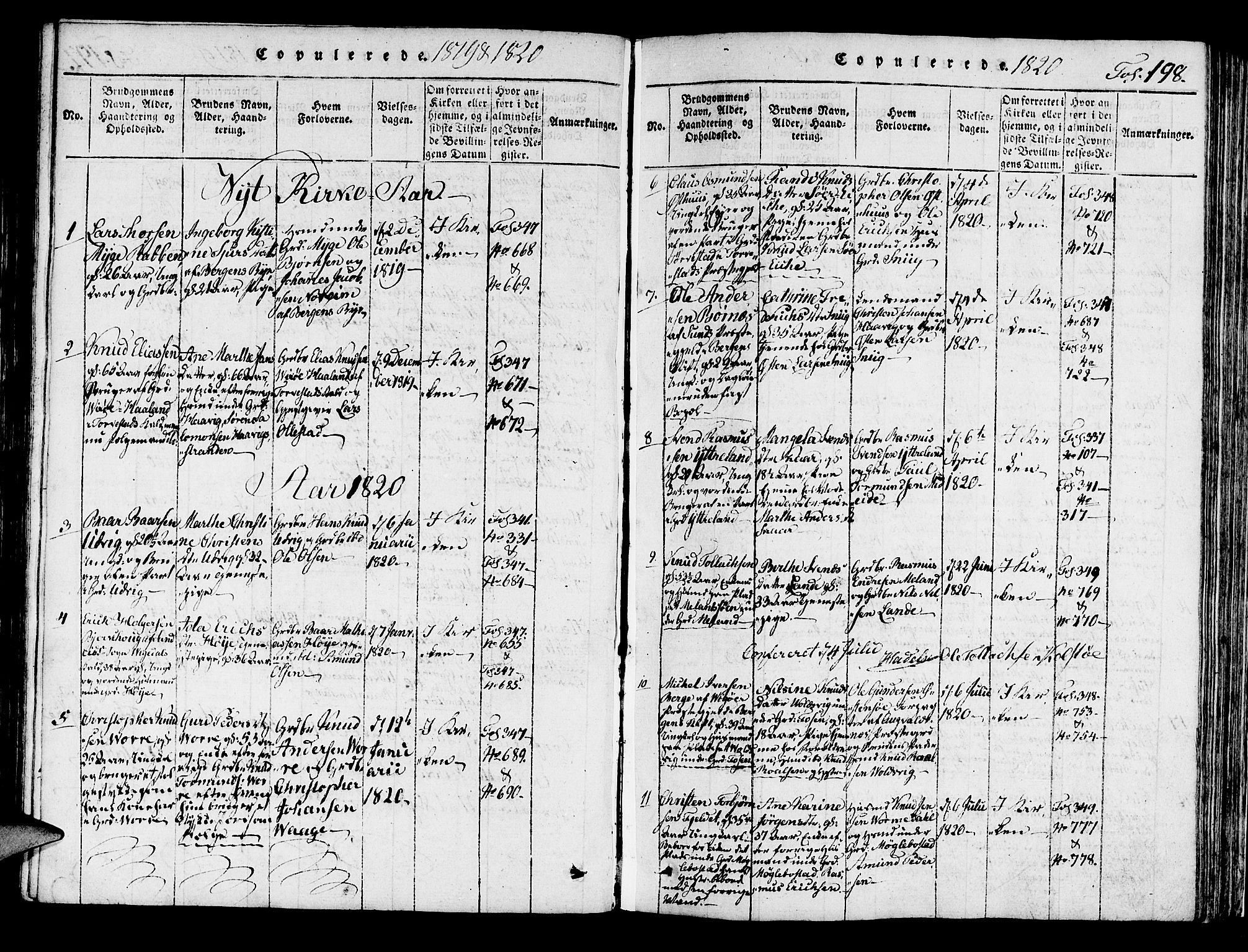 Avaldsnes sokneprestkontor, SAST/A -101851/H/Ha/Haa/L0004: Parish register (official) no. A 4, 1816-1825, p. 198