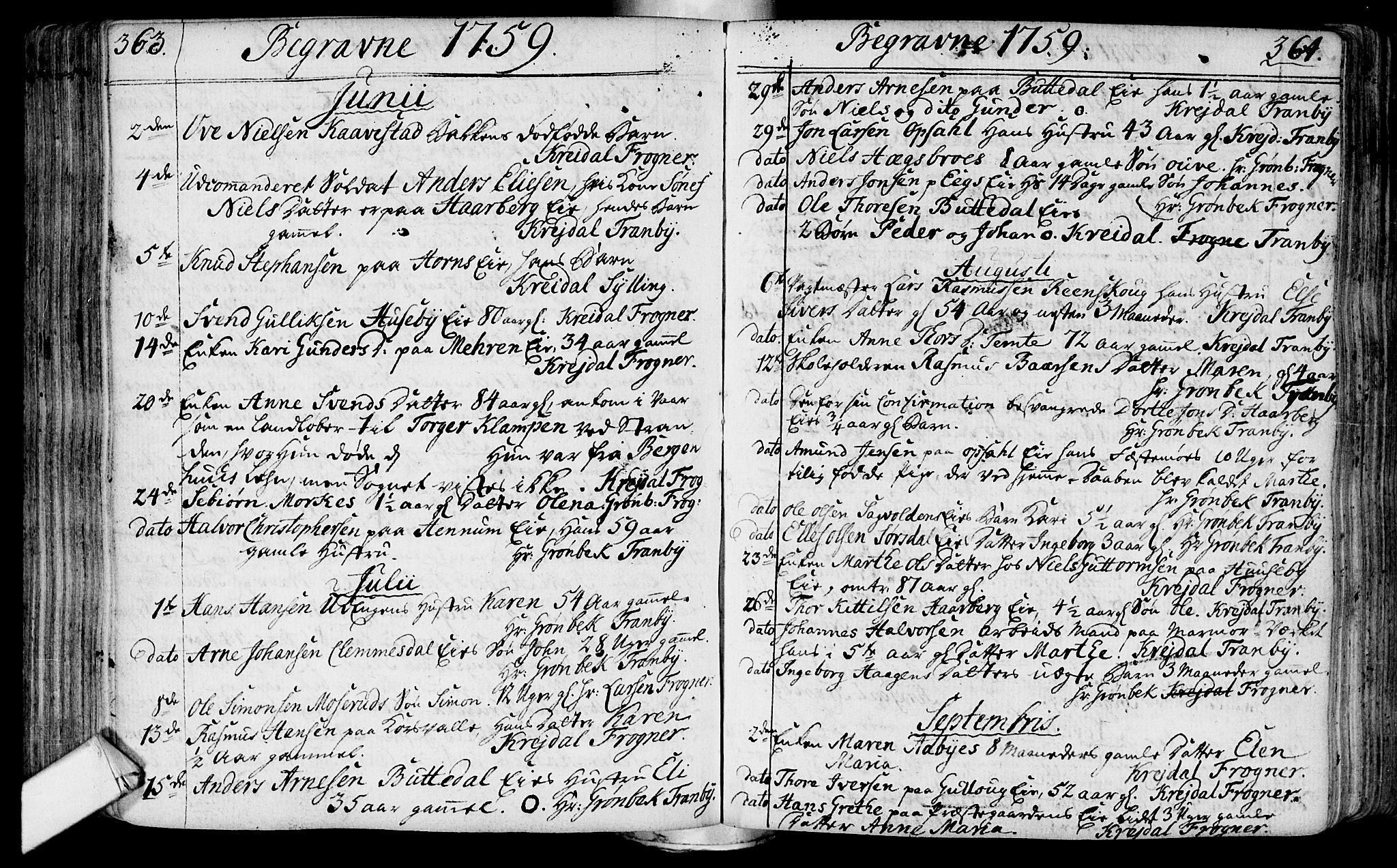 Lier kirkebøker, AV/SAKO-A-230/F/Fa/L0004: Parish register (official) no. I 4, 1749-1764, p. 363-364