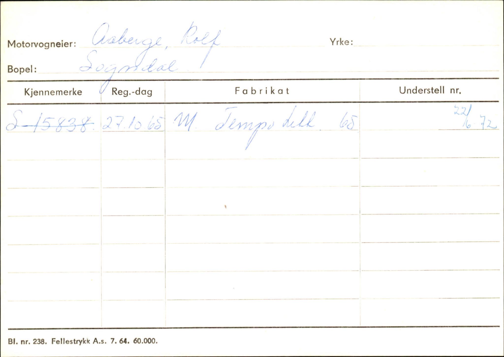 Statens vegvesen, Sogn og Fjordane vegkontor, AV/SAB-A-5301/4/F/L0125: Eigarregister Sogndal V-Å. Aurland A-Å. Fjaler A-N, 1945-1975, p. 333