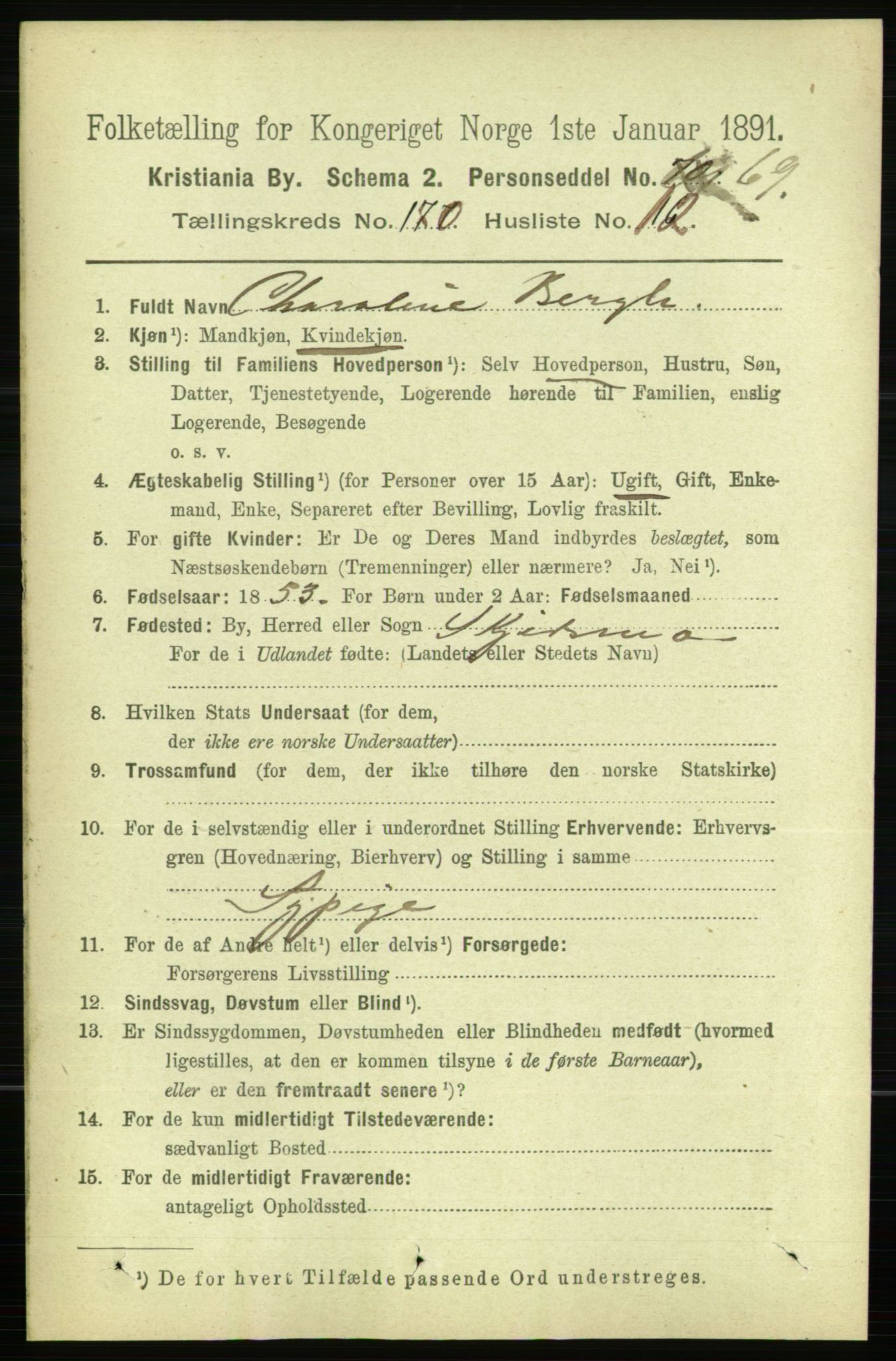 RA, 1891 census for 0301 Kristiania, 1891, p. 100192