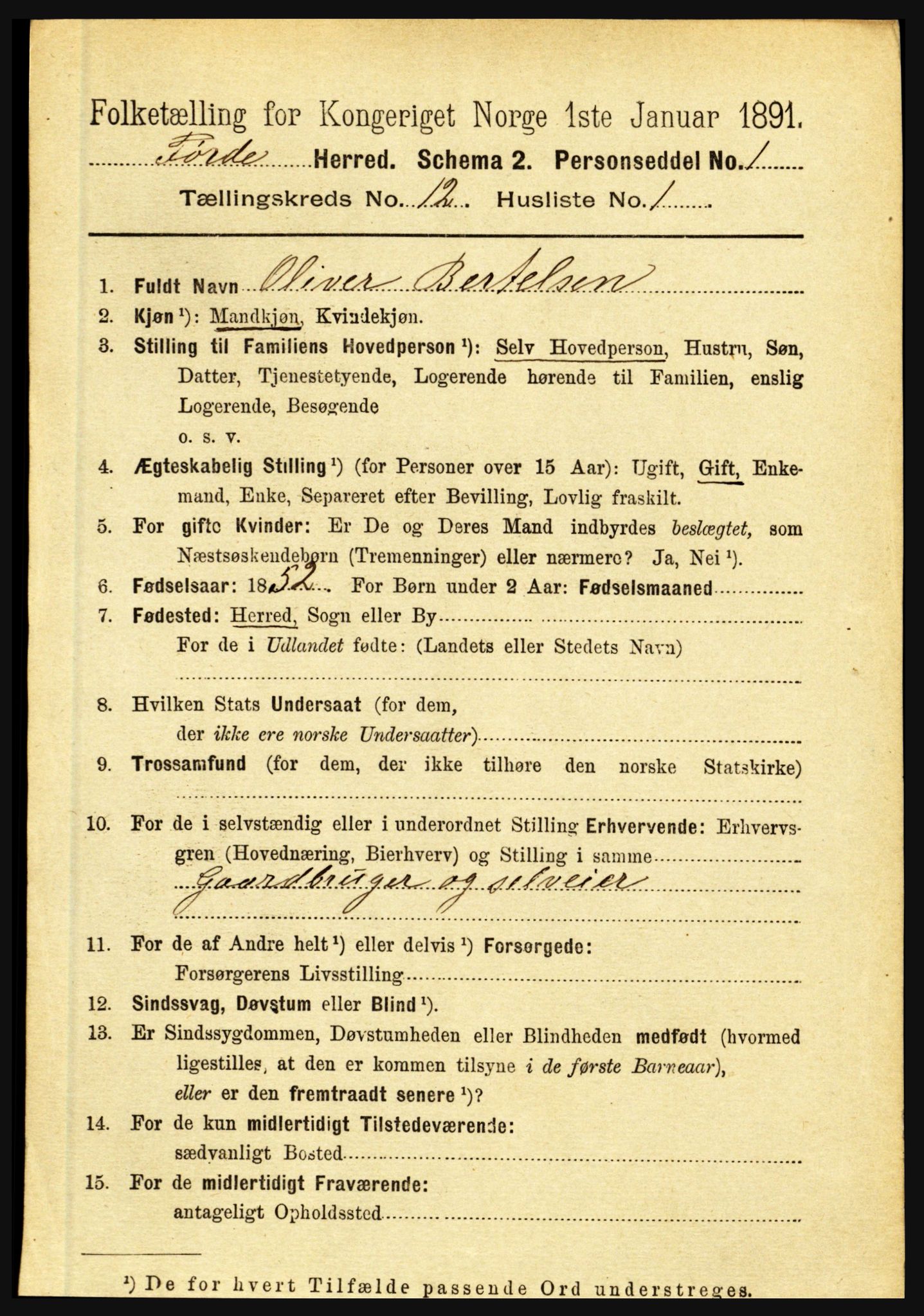 RA, 1891 census for 1432 Førde, 1891, p. 4280