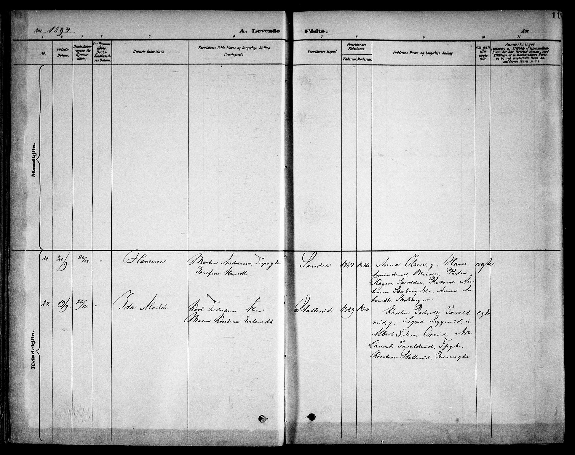 Kråkstad prestekontor Kirkebøker, AV/SAO-A-10125a/F/Fb/L0002: Parish register (official) no. II 2, 1893-1917, p. 11