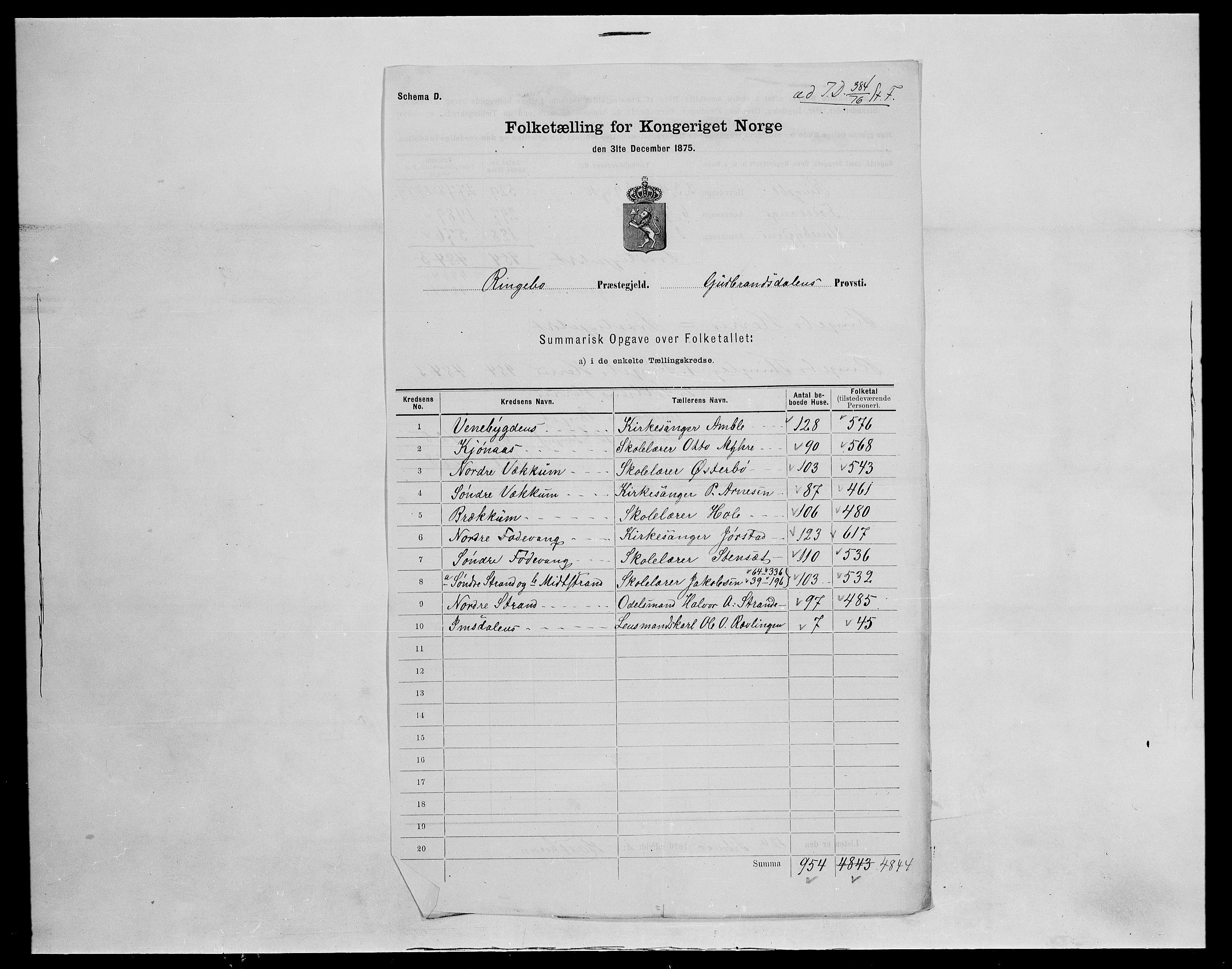 SAH, 1875 census for 0520P Ringebu, 1875, p. 13