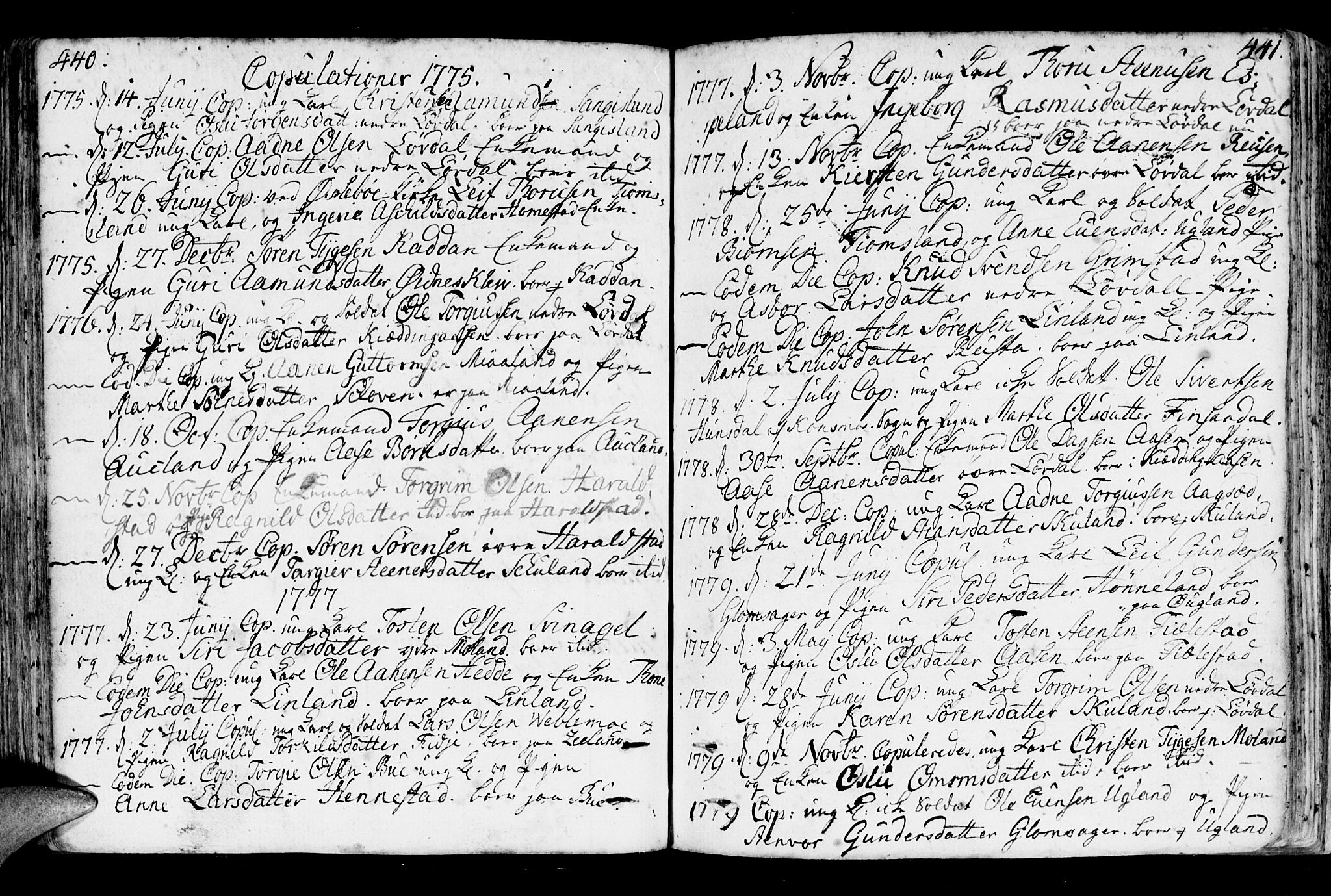 Holum sokneprestkontor, AV/SAK-1111-0022/F/Fa/Fab/L0004: Parish register (official) no. A 4, 1774-1847, p. 440-441