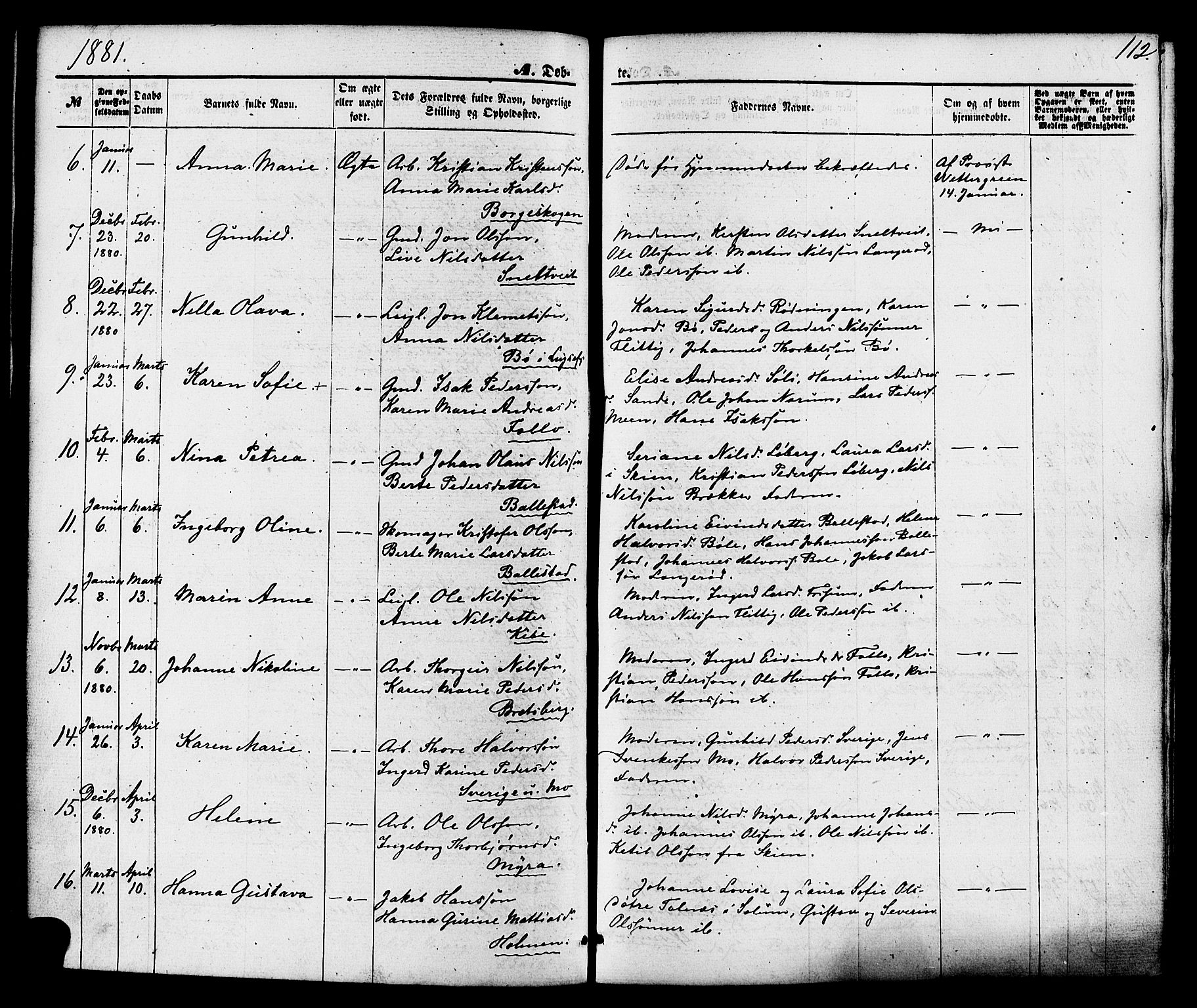 Gjerpen kirkebøker, SAKO/A-265/F/Fa/L0009: Parish register (official) no. I 9, 1872-1885, p. 112