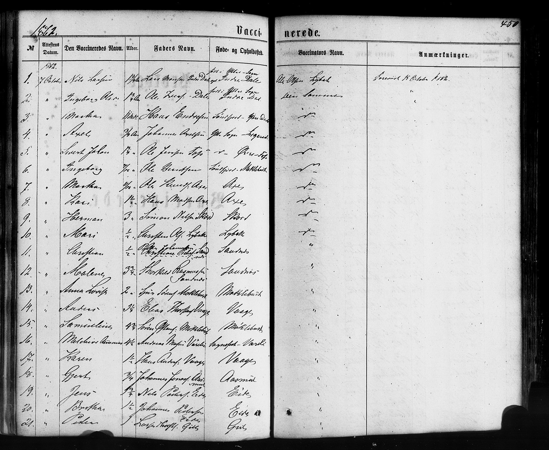 Hyllestad sokneprestembete, SAB/A-80401: Parish register (official) no. A 1, 1861-1886, p. 450