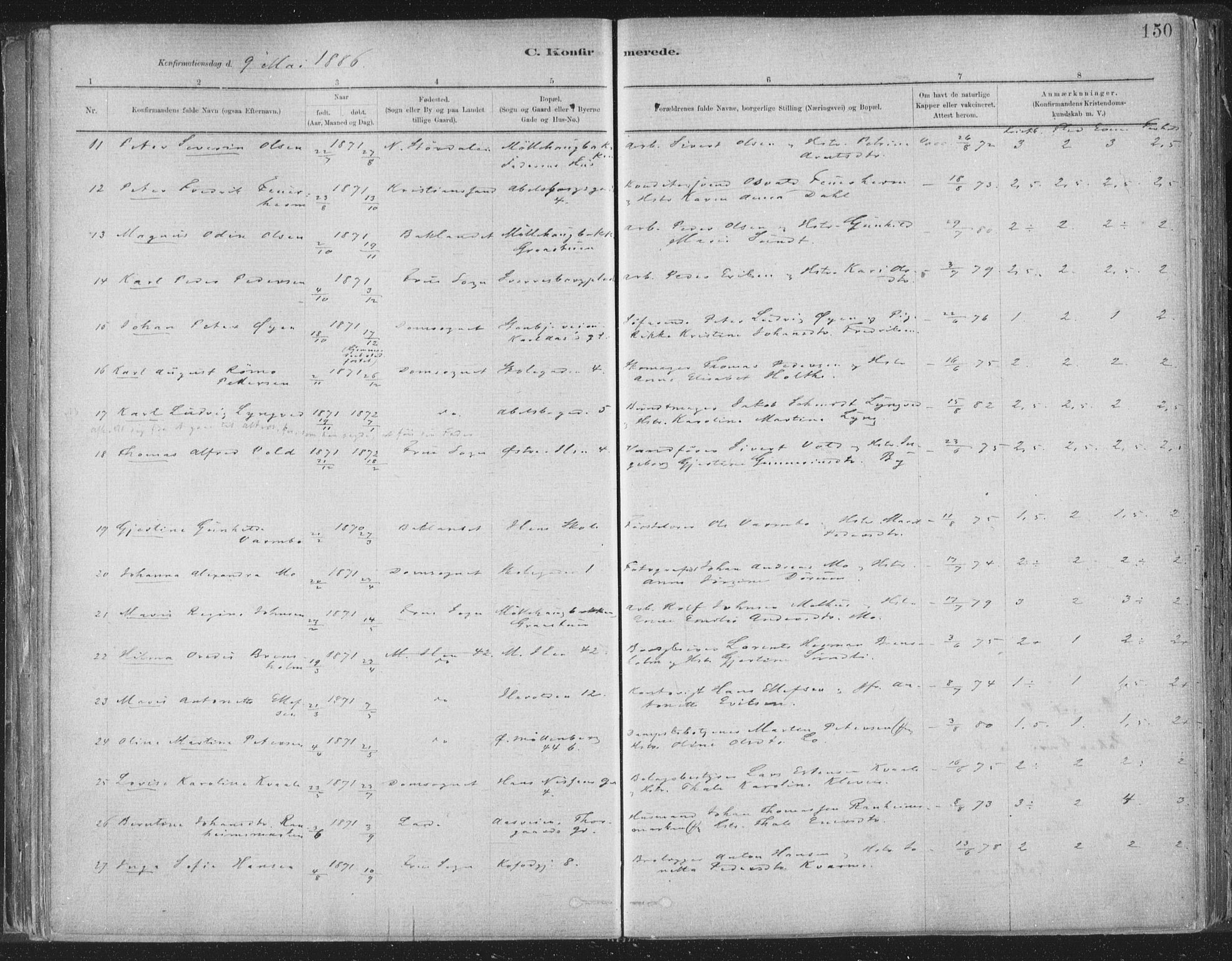 Ministerialprotokoller, klokkerbøker og fødselsregistre - Sør-Trøndelag, AV/SAT-A-1456/603/L0162: Parish register (official) no. 603A01, 1879-1895, p. 150