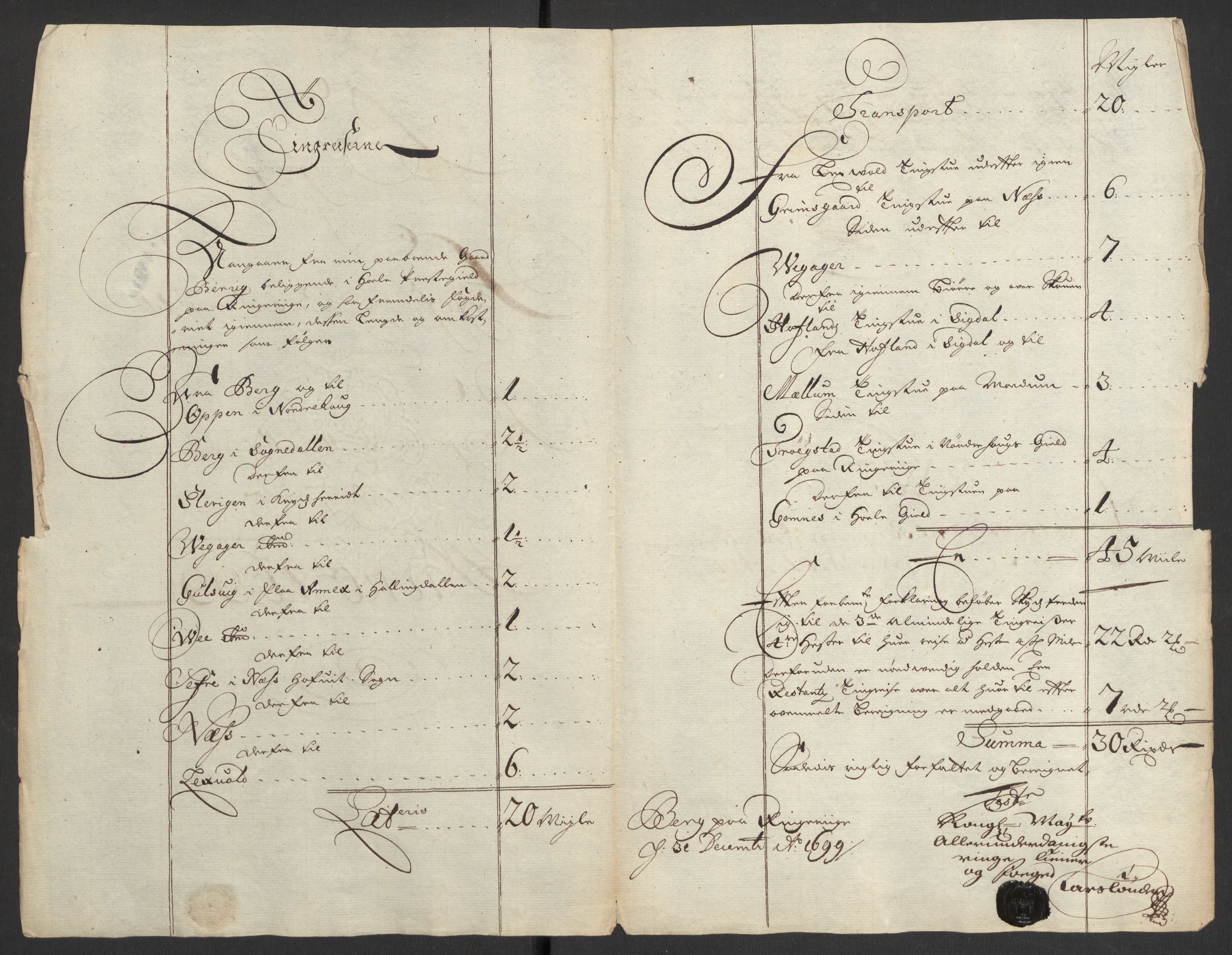 Rentekammeret inntil 1814, Reviderte regnskaper, Fogderegnskap, RA/EA-4092/R22/L1456: Fogderegnskap Ringerike, Hallingdal og Buskerud, 1699, p. 344