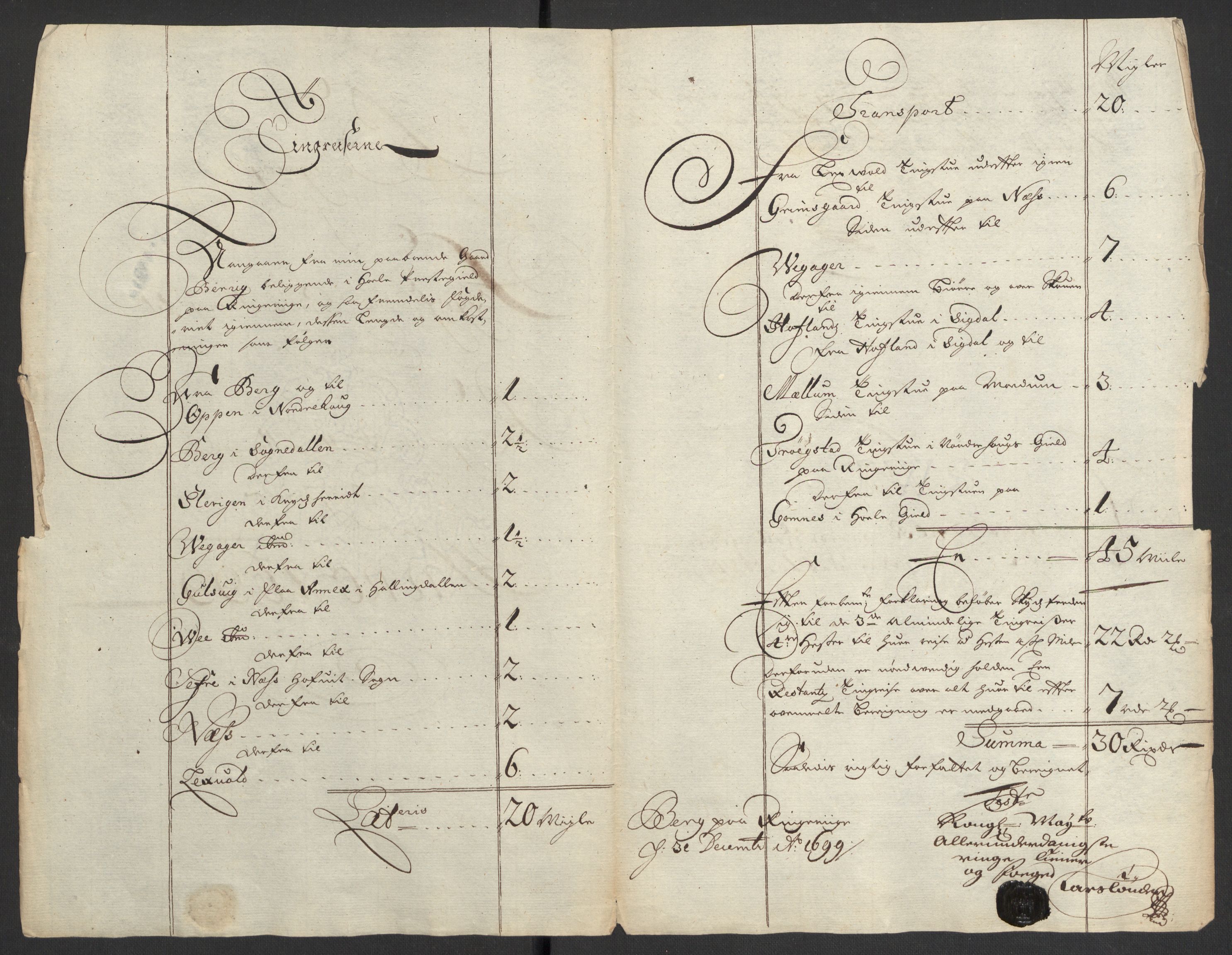 Rentekammeret inntil 1814, Reviderte regnskaper, Fogderegnskap, AV/RA-EA-4092/R22/L1456: Fogderegnskap Ringerike, Hallingdal og Buskerud, 1699, p. 344