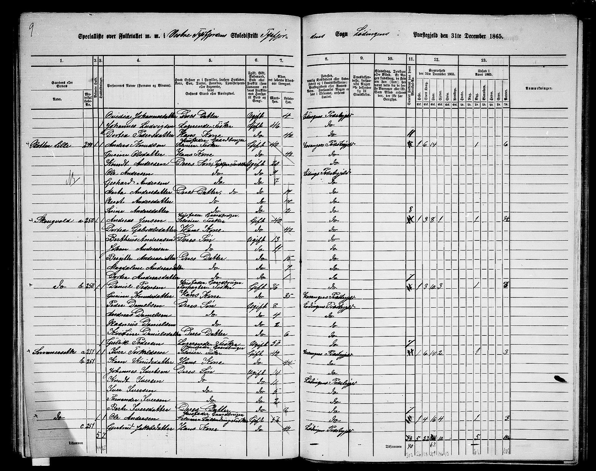 RA, 1865 census for Lødingen, 1865, p. 158