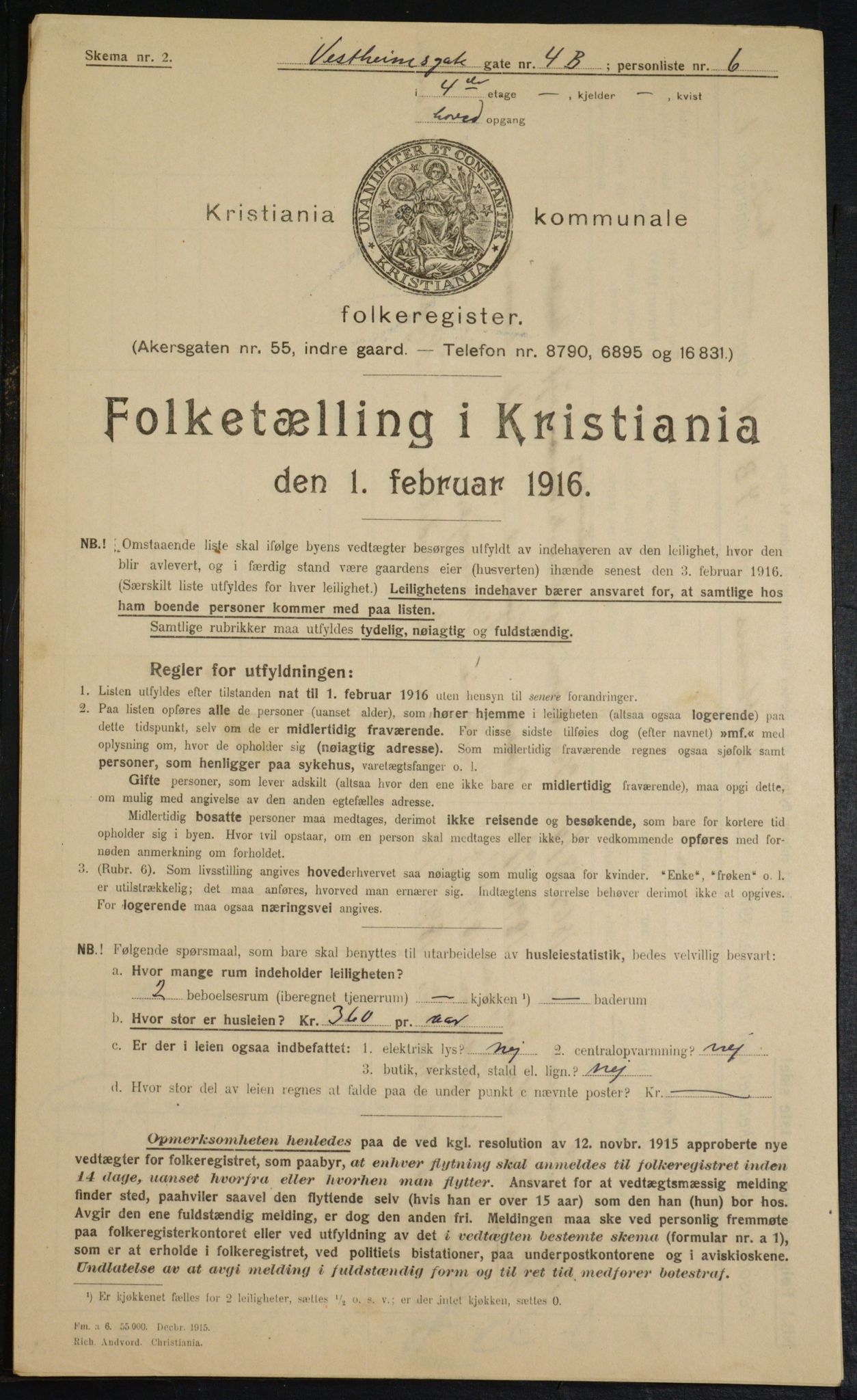 OBA, Municipal Census 1916 for Kristiania, 1916, p. 126196