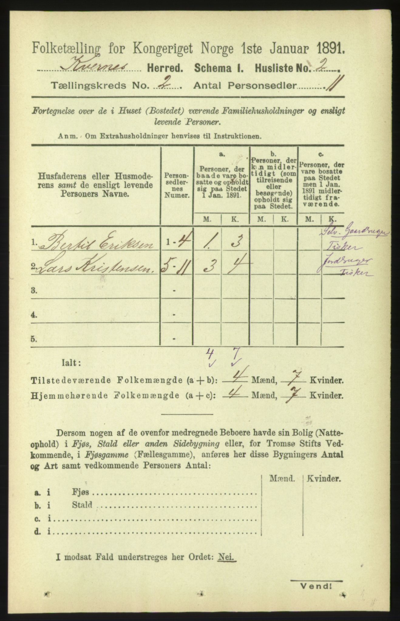 RA, 1891 census for 1553 Kvernes, 1891, p. 638