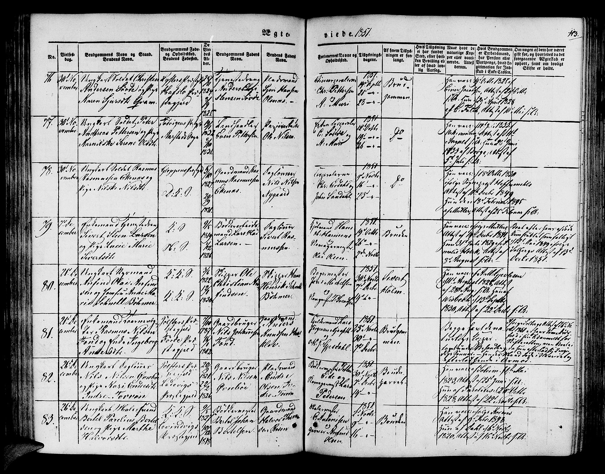 Korskirken sokneprestembete, AV/SAB-A-76101/H/Hab: Parish register (copy) no. D 1, 1840-1867, p. 113