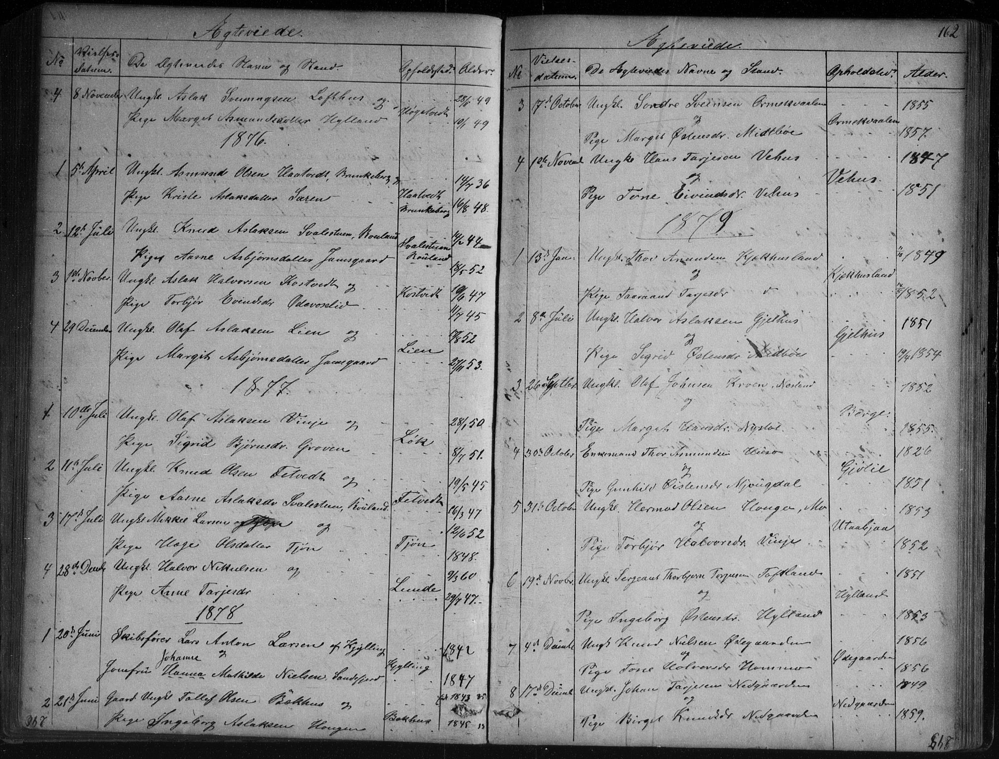 Vinje kirkebøker, SAKO/A-312/G/Ga/L0002: Parish register (copy) no. I 2, 1849-1893, p. 162