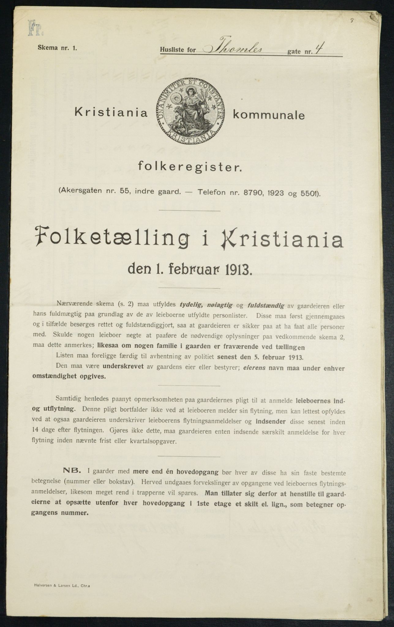 OBA, Municipal Census 1913 for Kristiania, 1913, p. 109253