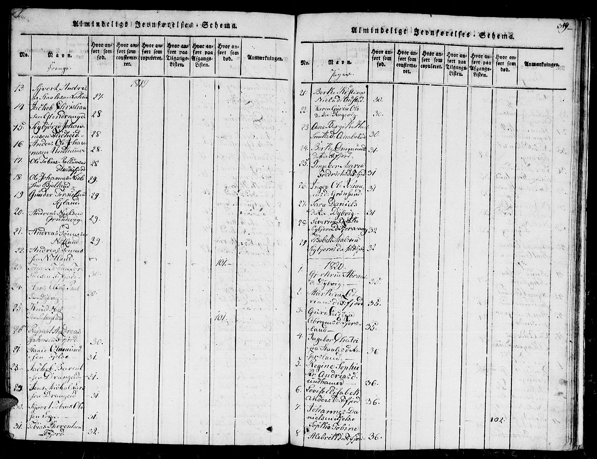 Flekkefjord sokneprestkontor, SAK/1111-0012/F/Fb/Fbc/L0003: Parish register (copy) no. B 3, 1815-1826, p. 349