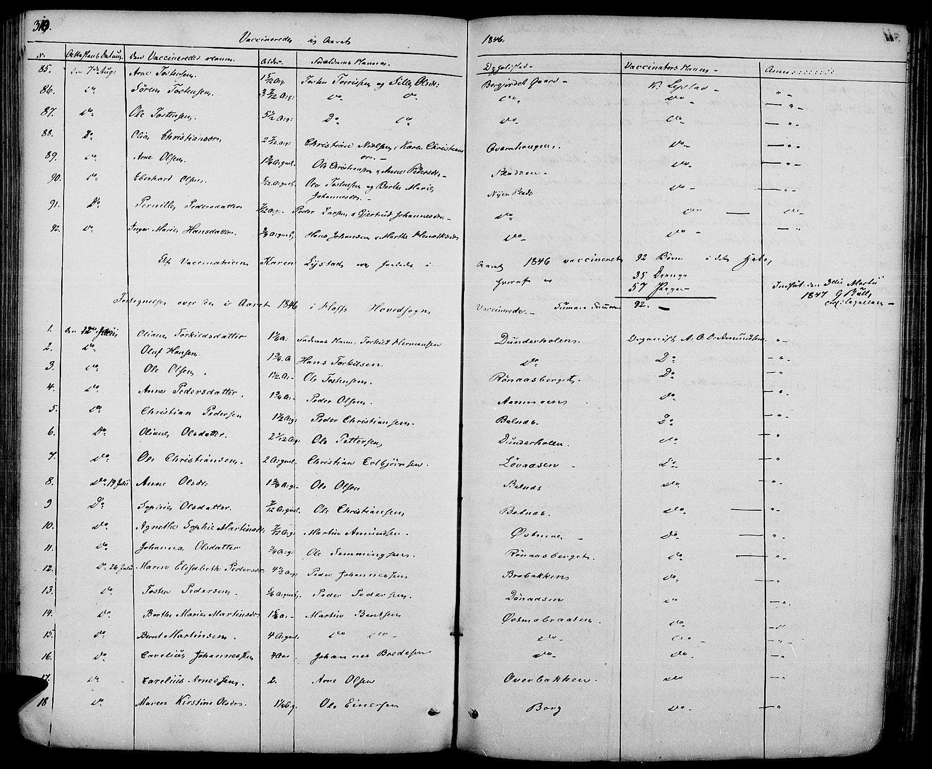 Hof prestekontor, SAH/PREST-038/H/Ha/Haa/L0007: Parish register (official) no. 7, 1841-1848, p. 310