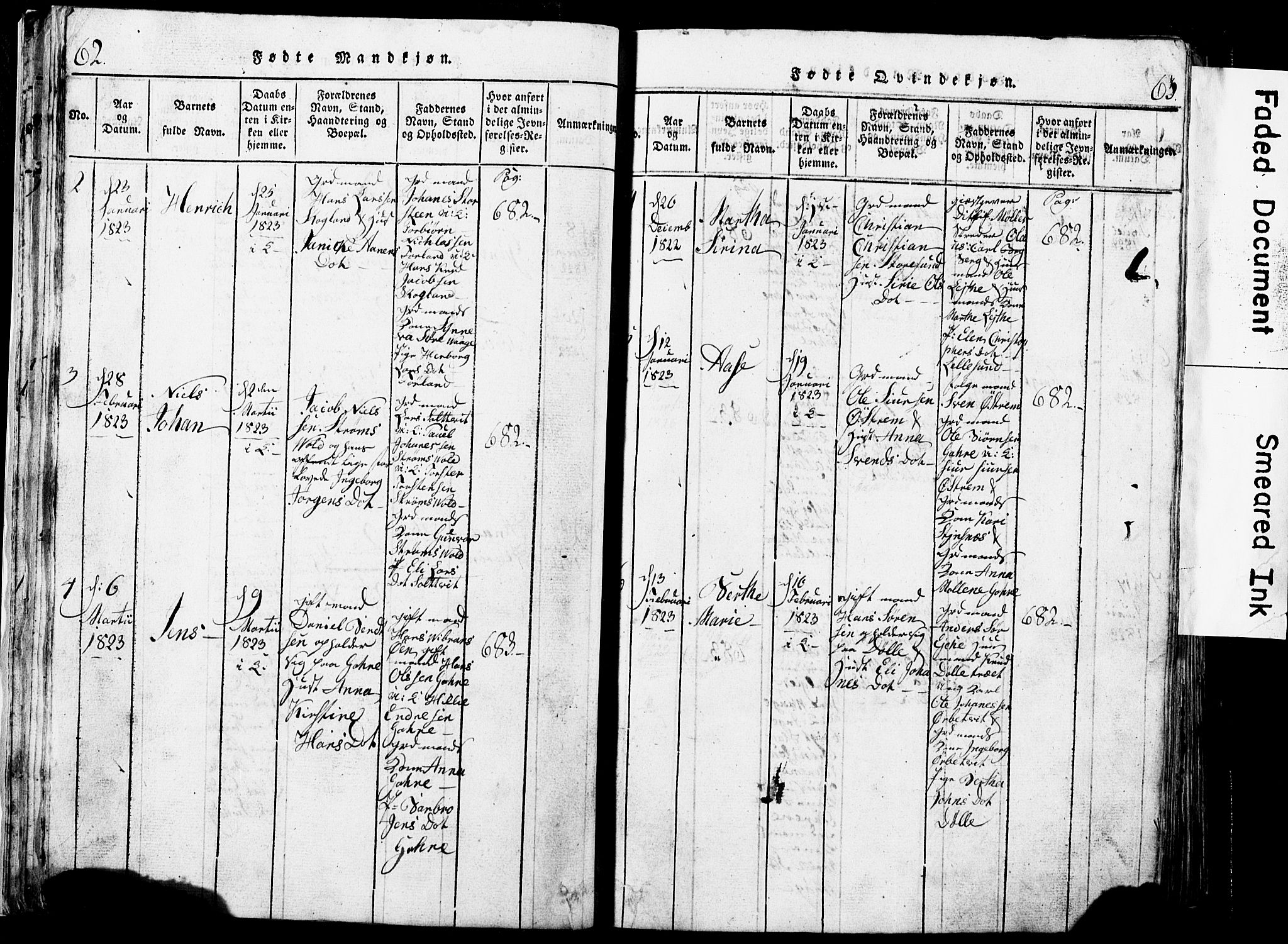 Torvastad sokneprestkontor, AV/SAST-A -101857/H/Ha/Hab/L0002: Parish register (copy) no. B 2, 1817-1834, p. 62-63