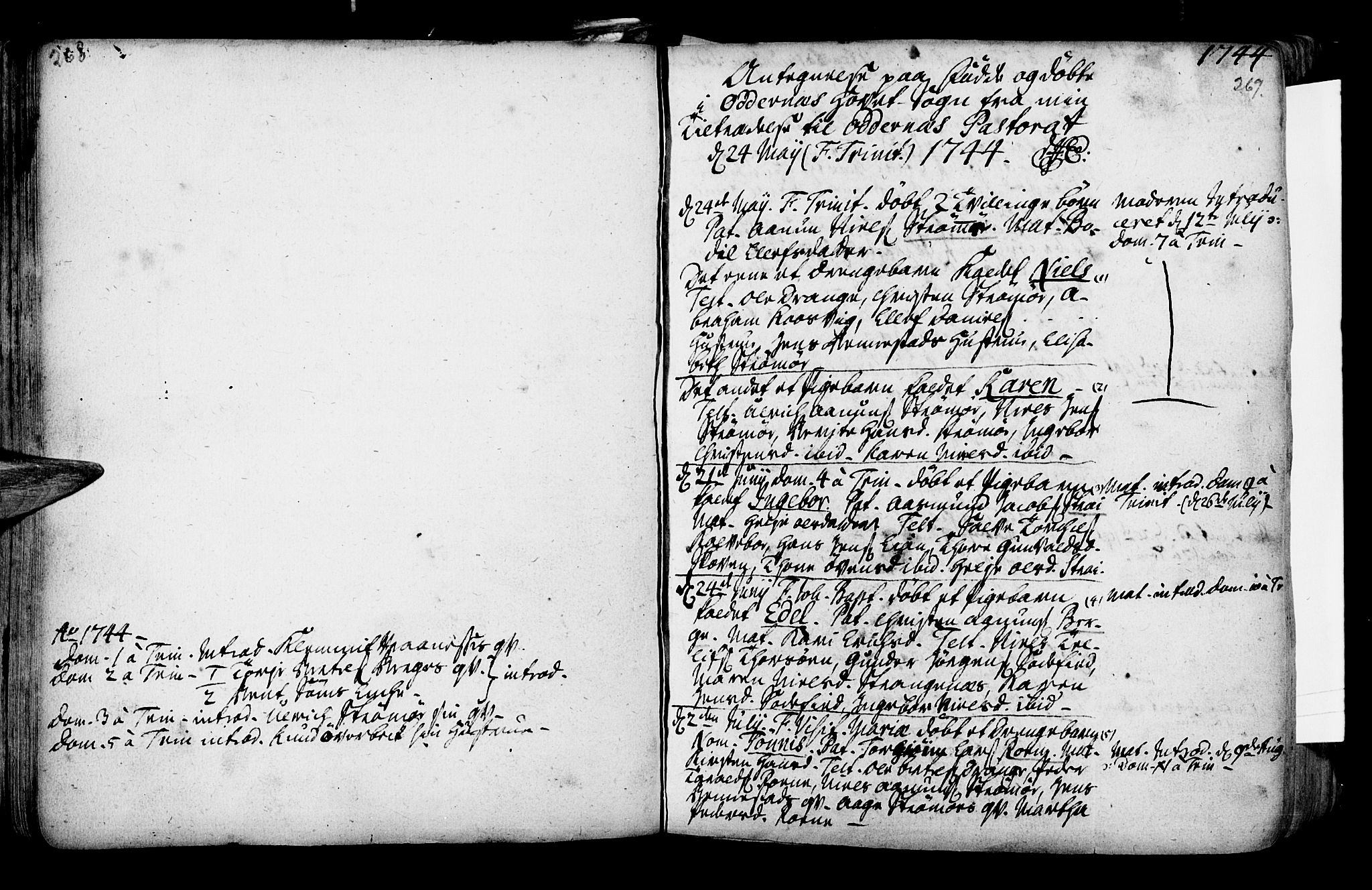 Oddernes sokneprestkontor, SAK/1111-0033/F/Fa/Faa/L0002: Parish register (official) no. A 2, 1719-1764, p. 268-269