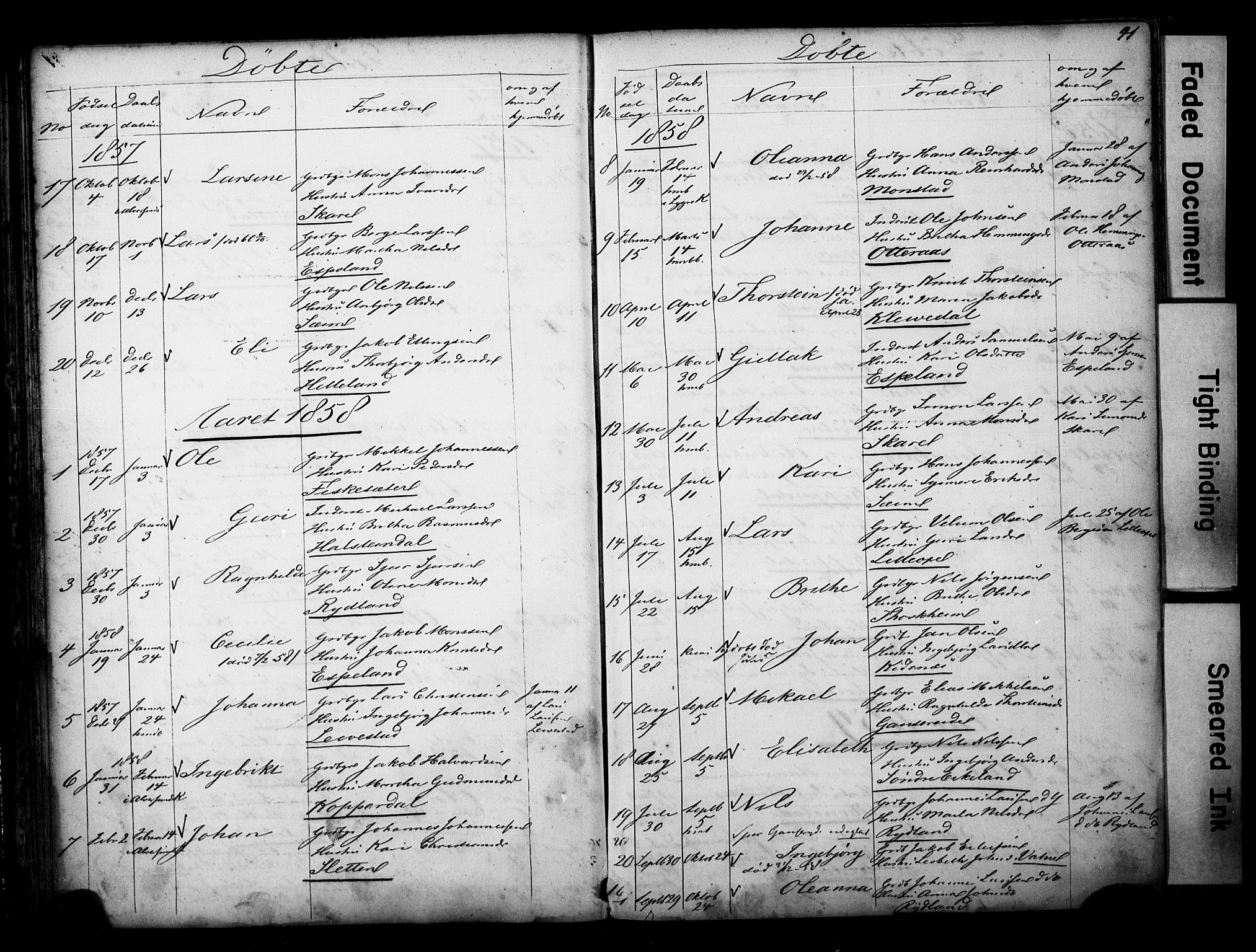 Alversund Sokneprestembete, SAB/A-73901/H/Ha/Hab: Parish register (copy) no. D 1, 1800-1870, p. 41