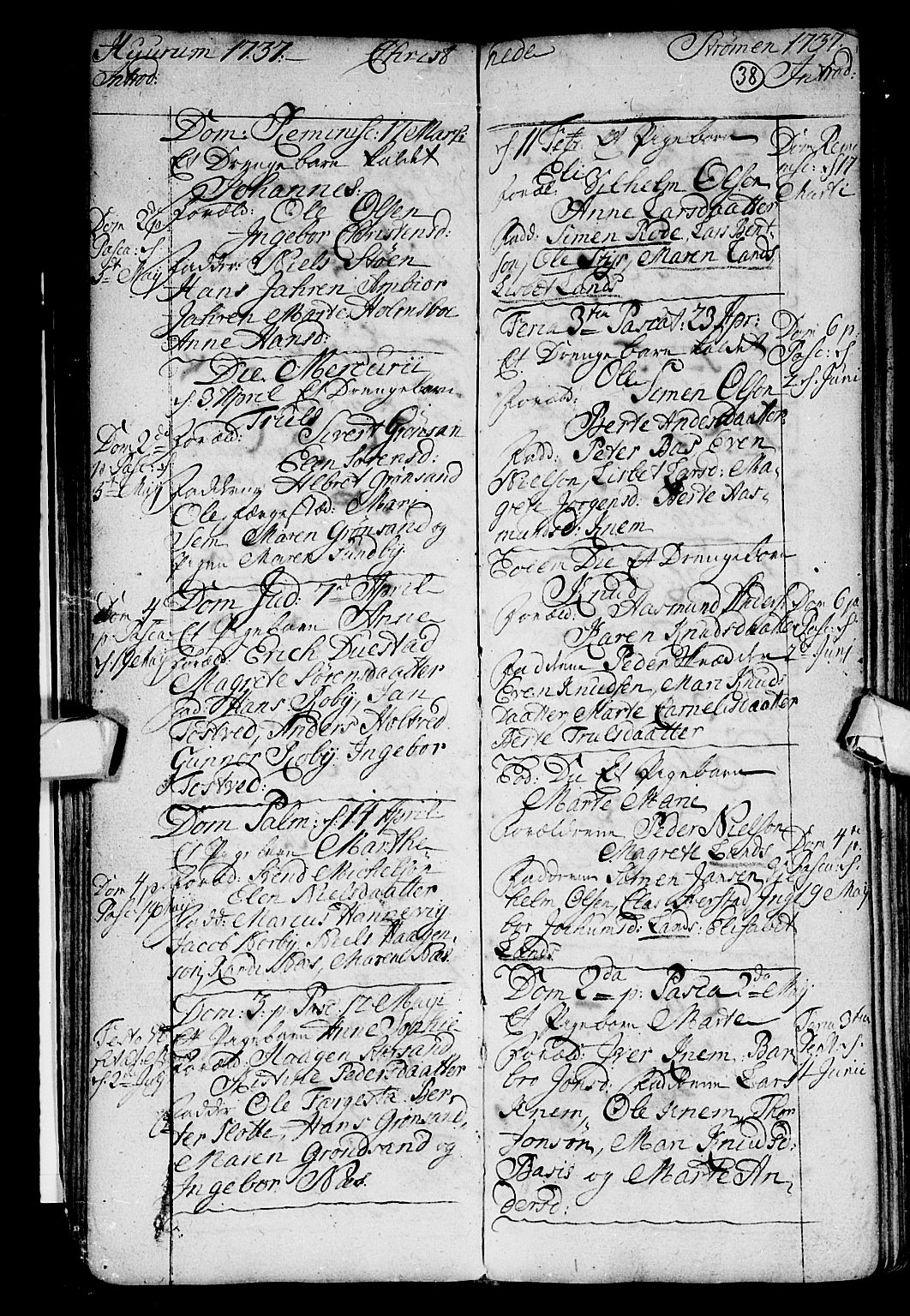 Hurum kirkebøker, AV/SAKO-A-229/F/Fa/L0002: Parish register (official) no. 2, 1733-1757, p. 38