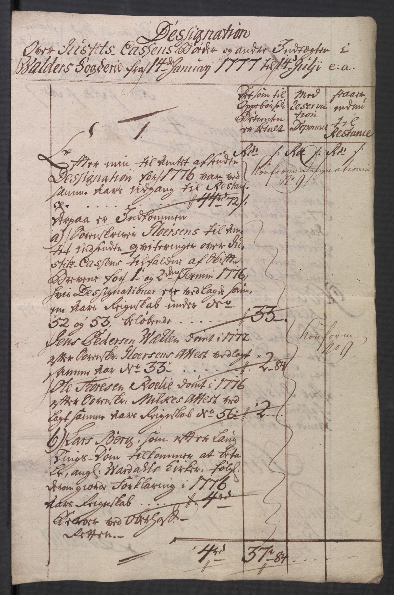 Rentekammeret inntil 1814, Reviderte regnskaper, Mindre regnskaper, AV/RA-EA-4068/Rb/L0014: Opplands amt, 1771-1779, p. 504