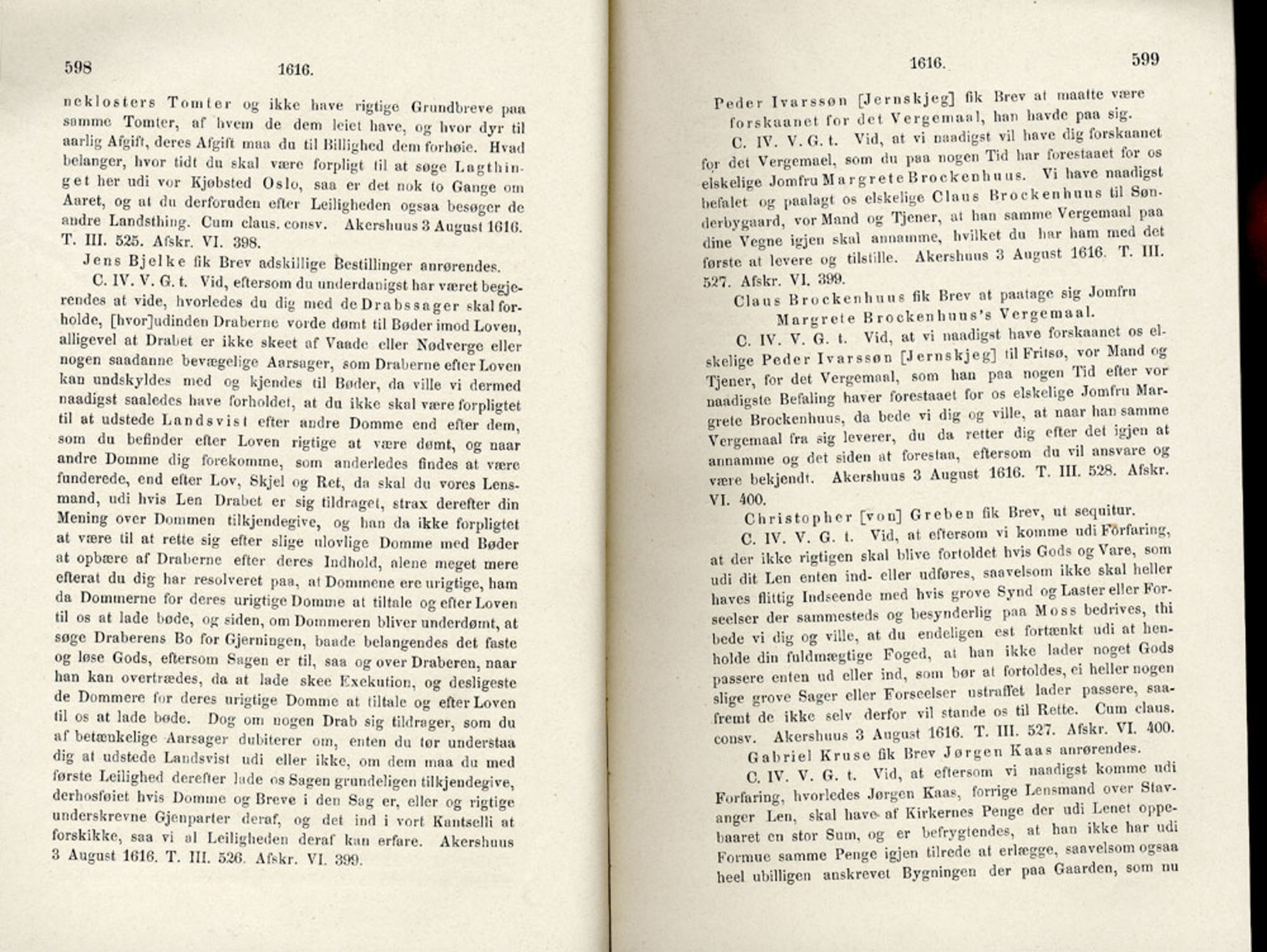 Publikasjoner utgitt av Det Norske Historiske Kildeskriftfond, PUBL/-/-/-: Norske Rigs-Registranter, bind 4, 1603-1618, p. 598-599