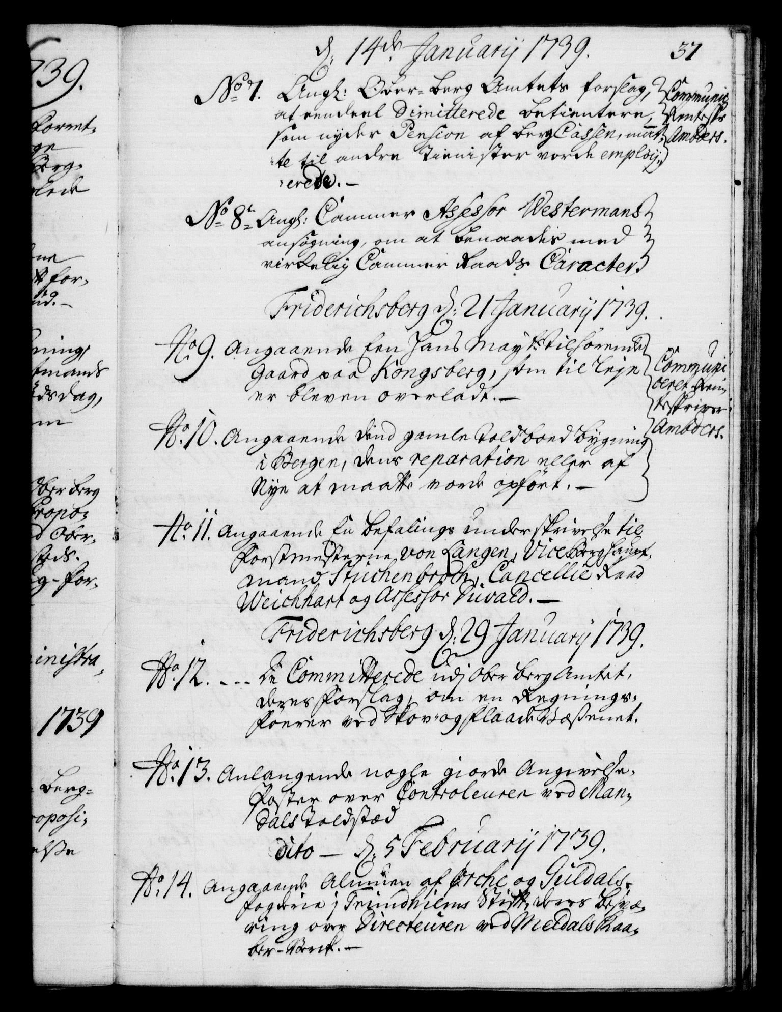 Rentekammeret, Kammerkanselliet, RA/EA-3111/G/Gf/Gfb/L0004: Register til norske relasjons- og resolusjonsprotokoller (merket RK 52.99), 1736-1743, p. 37
