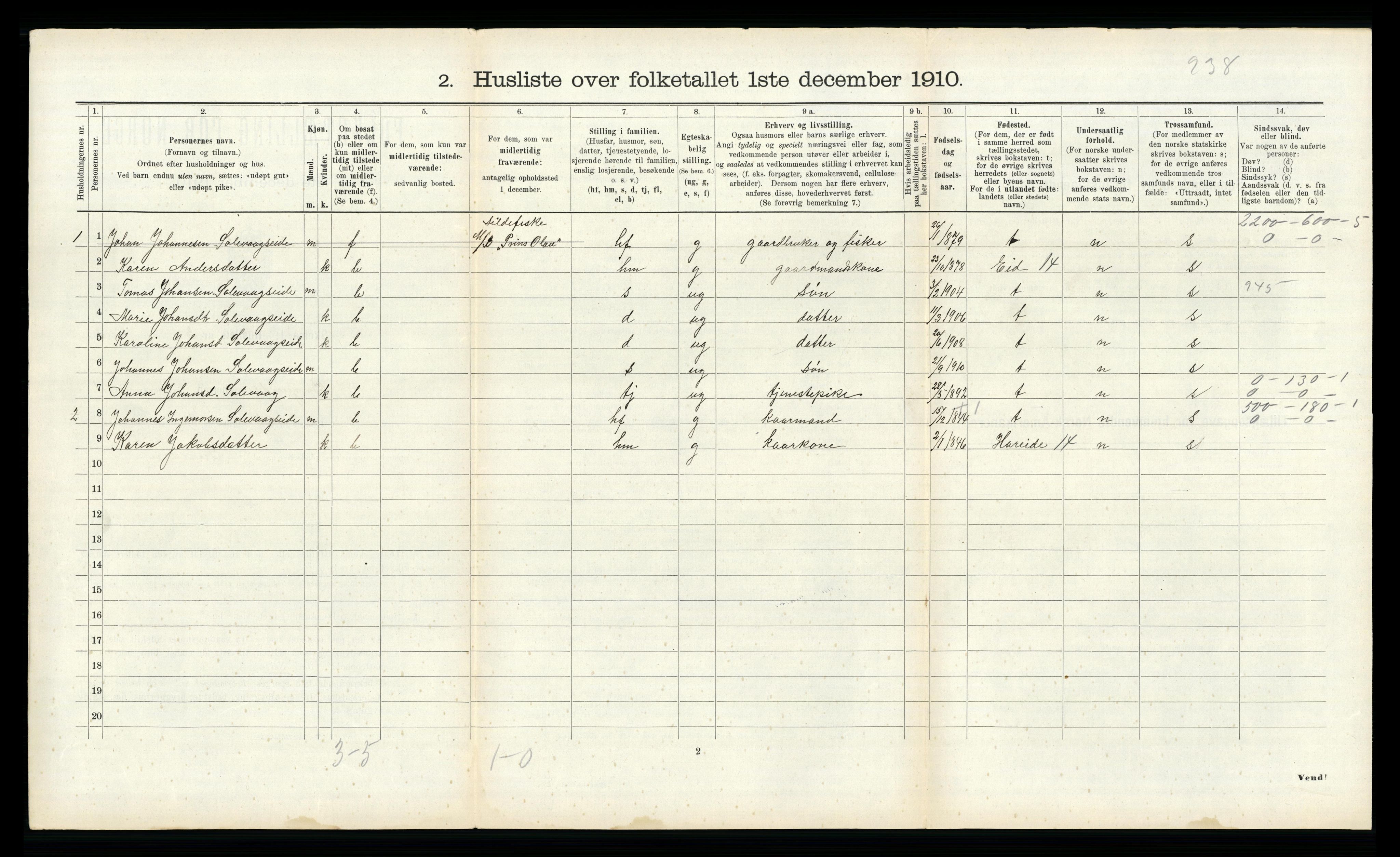 RA, 1910 census for Borgund, 1910, p. 892