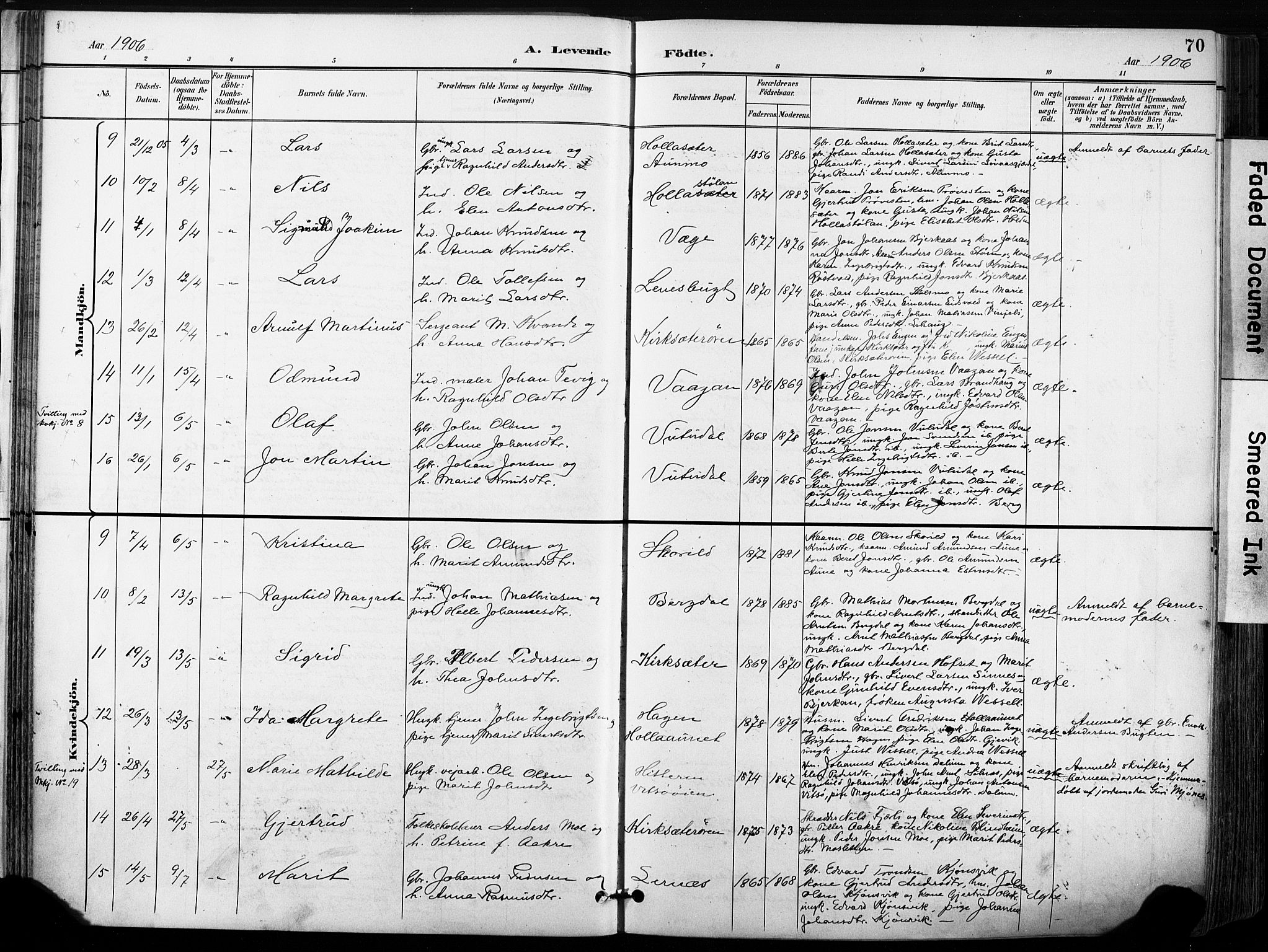 Ministerialprotokoller, klokkerbøker og fødselsregistre - Sør-Trøndelag, AV/SAT-A-1456/630/L0497: Parish register (official) no. 630A10, 1896-1910, p. 70