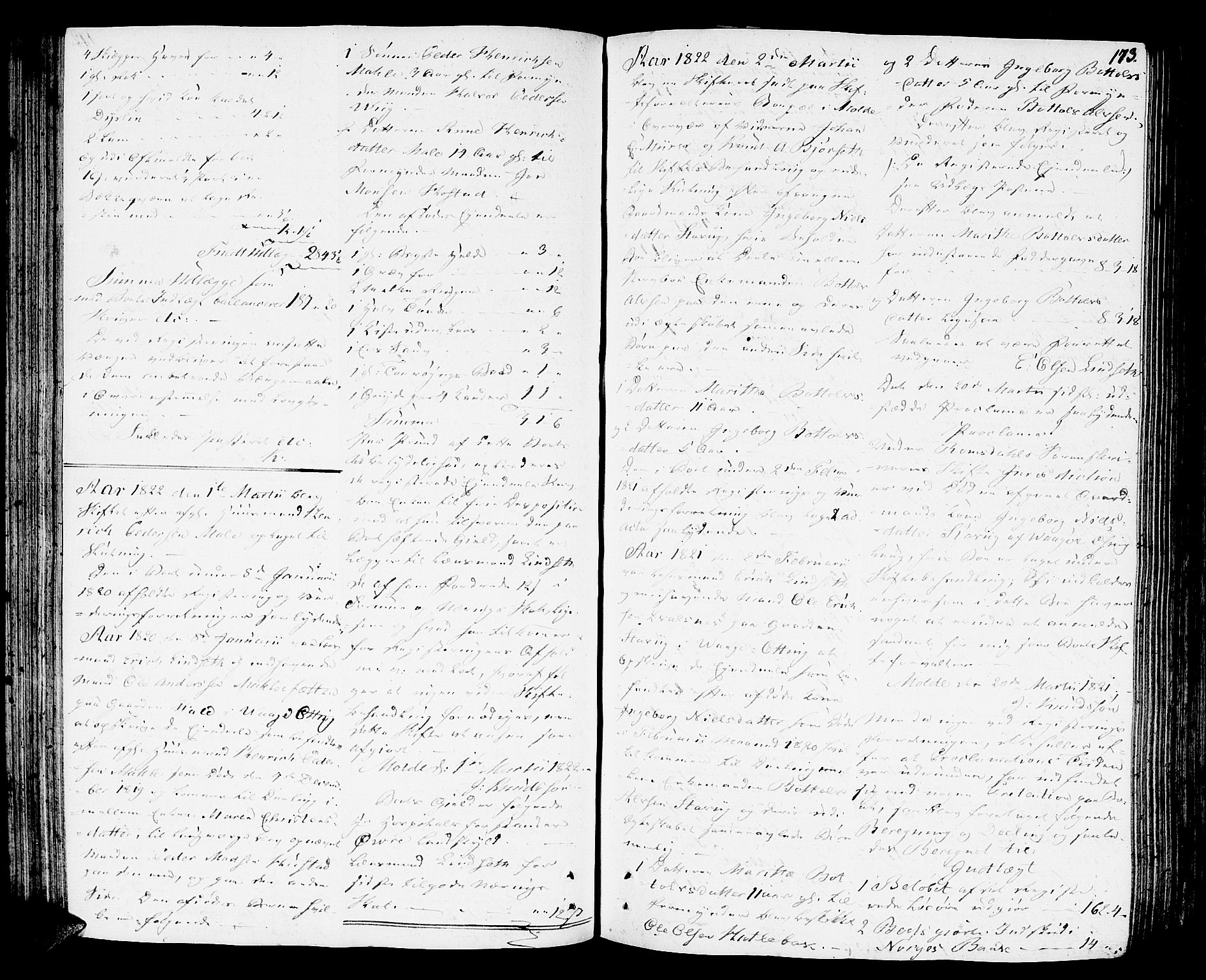 Romsdal sorenskriveri, SAT/A-4149/1/3/3A/L0015: Skifteutlodnings Protokoll 1, 1821-1823, p. 173