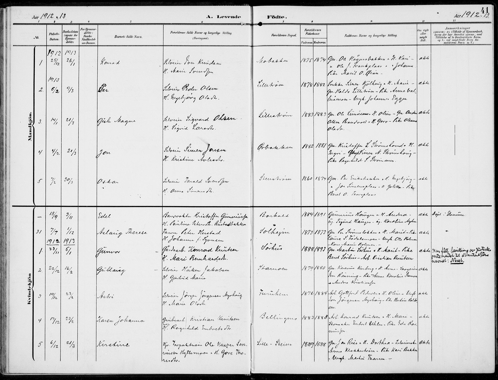 Alvdal prestekontor, SAH/PREST-060/H/Ha/Haa/L0004: Parish register (official) no. 4, 1907-1919, p. 41