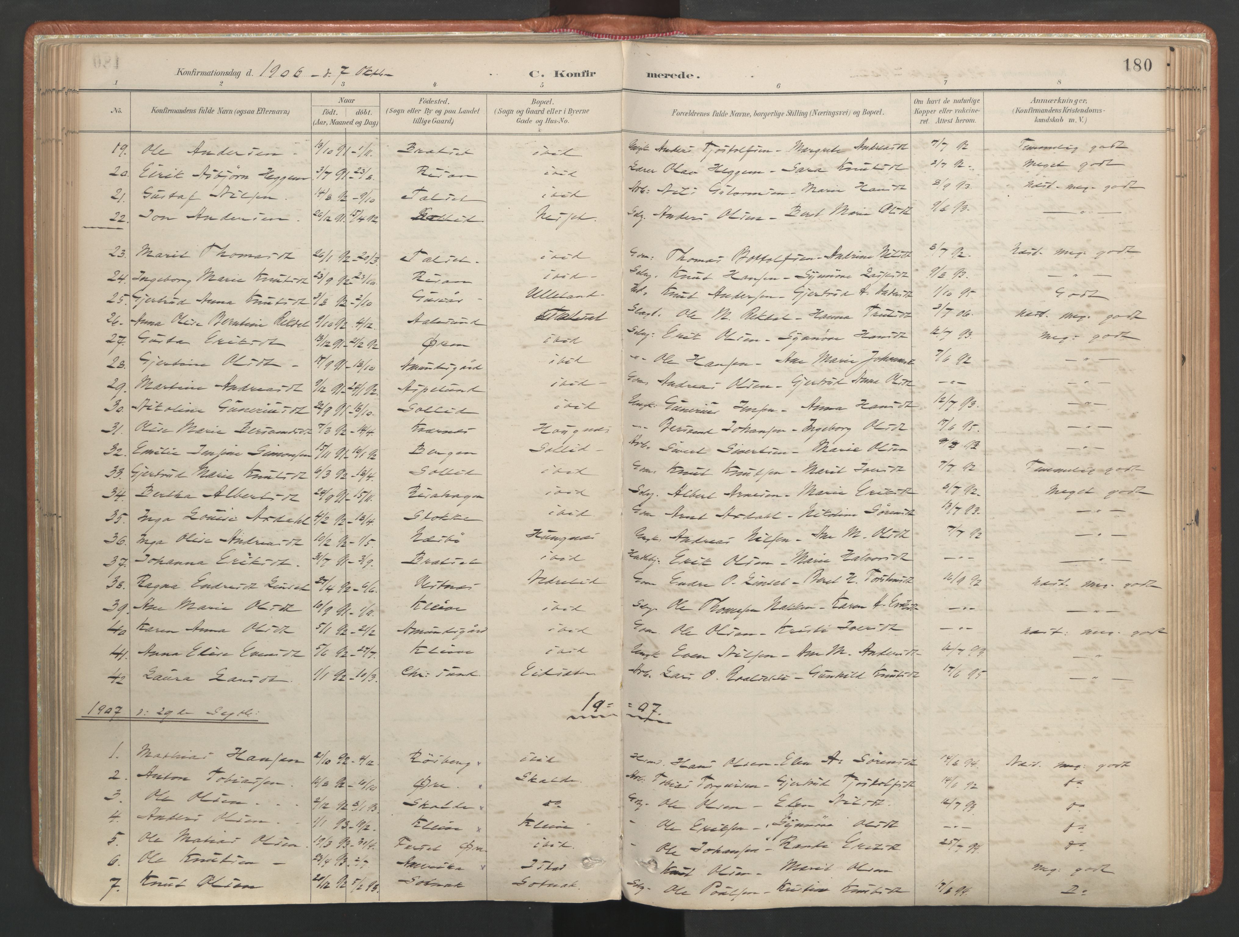 Ministerialprotokoller, klokkerbøker og fødselsregistre - Møre og Romsdal, SAT/A-1454/557/L0682: Parish register (official) no. 557A04, 1887-1970, p. 180