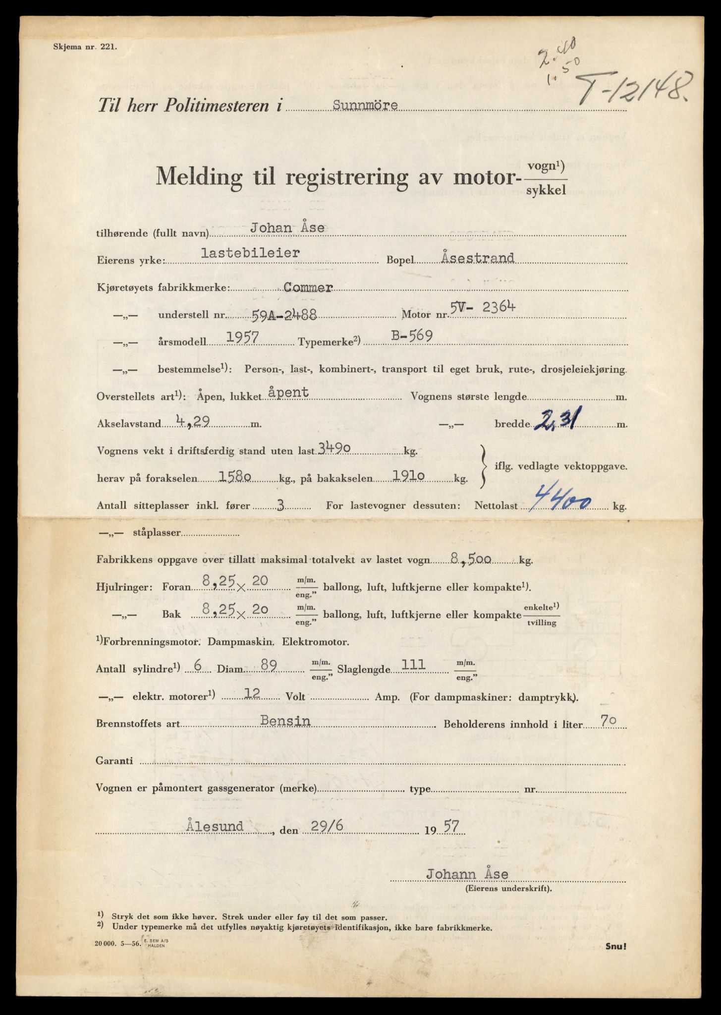 Møre og Romsdal vegkontor - Ålesund trafikkstasjon, AV/SAT-A-4099/F/Fe/L0035: Registreringskort for kjøretøy T 12653 - T 12829, 1927-1998, p. 2414