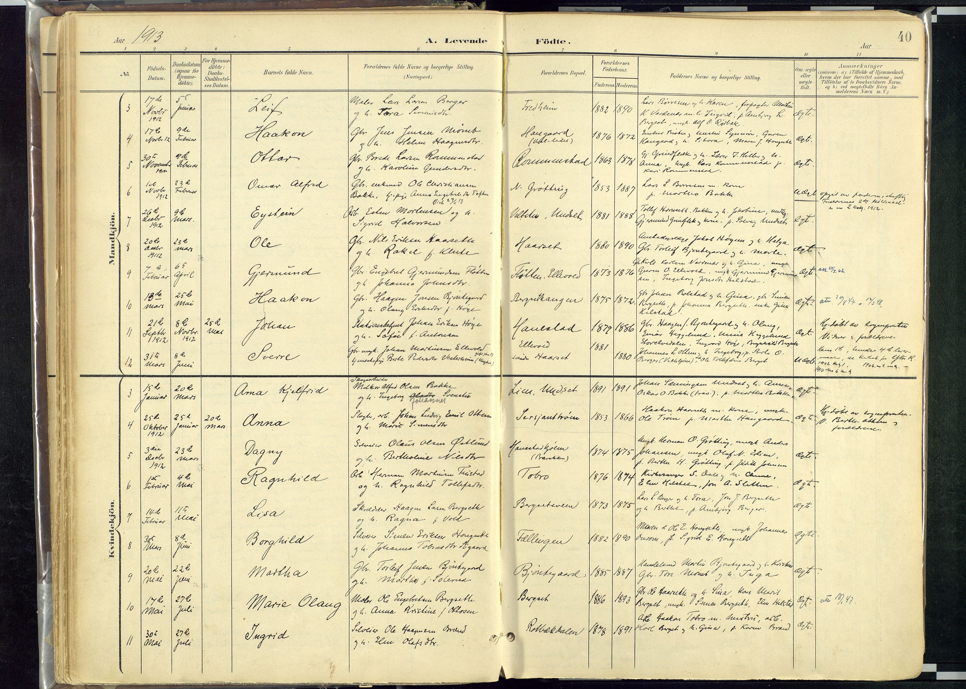 Rendalen prestekontor, SAH/PREST-054/H/Ha/Haa/L0012: Parish register (official) no. 12, 1901-1928, p. 40