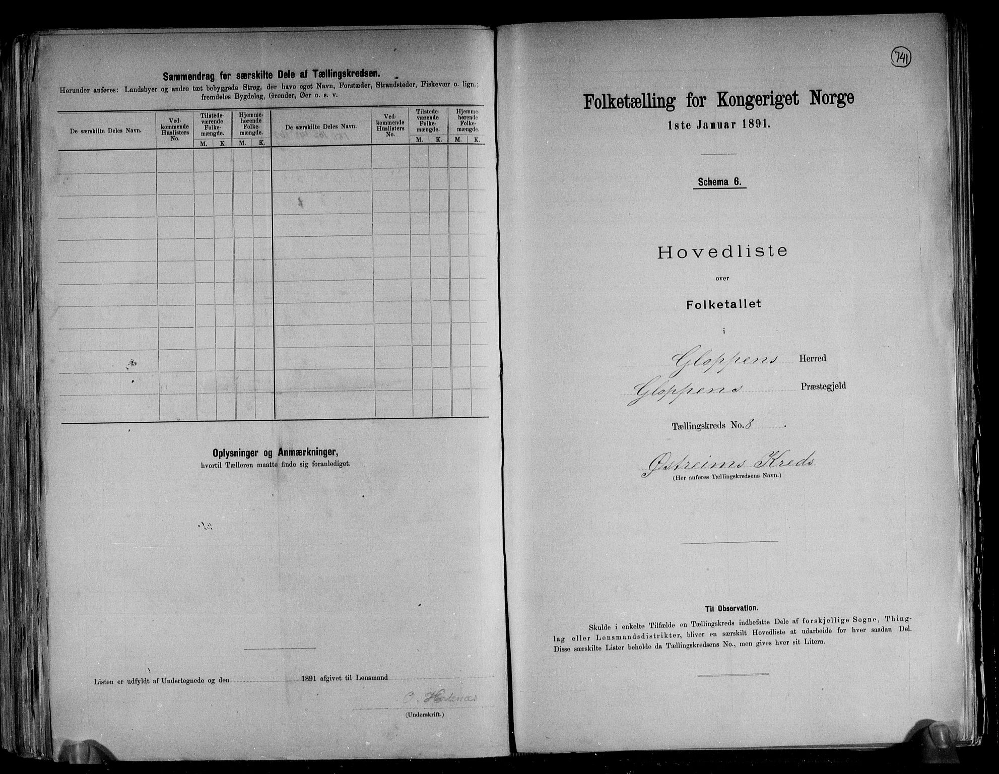 RA, 1891 census for 1445 Gloppen, 1891, p. 23