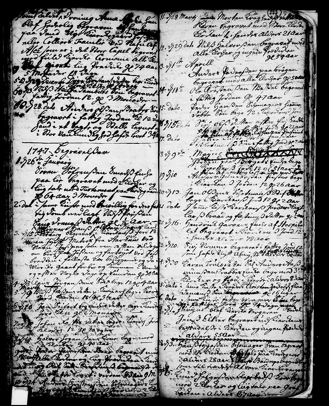 Skien kirkebøker, SAKO/A-302/F/Fa/L0002: Parish register (official) no. 2, 1716-1757, p. 222