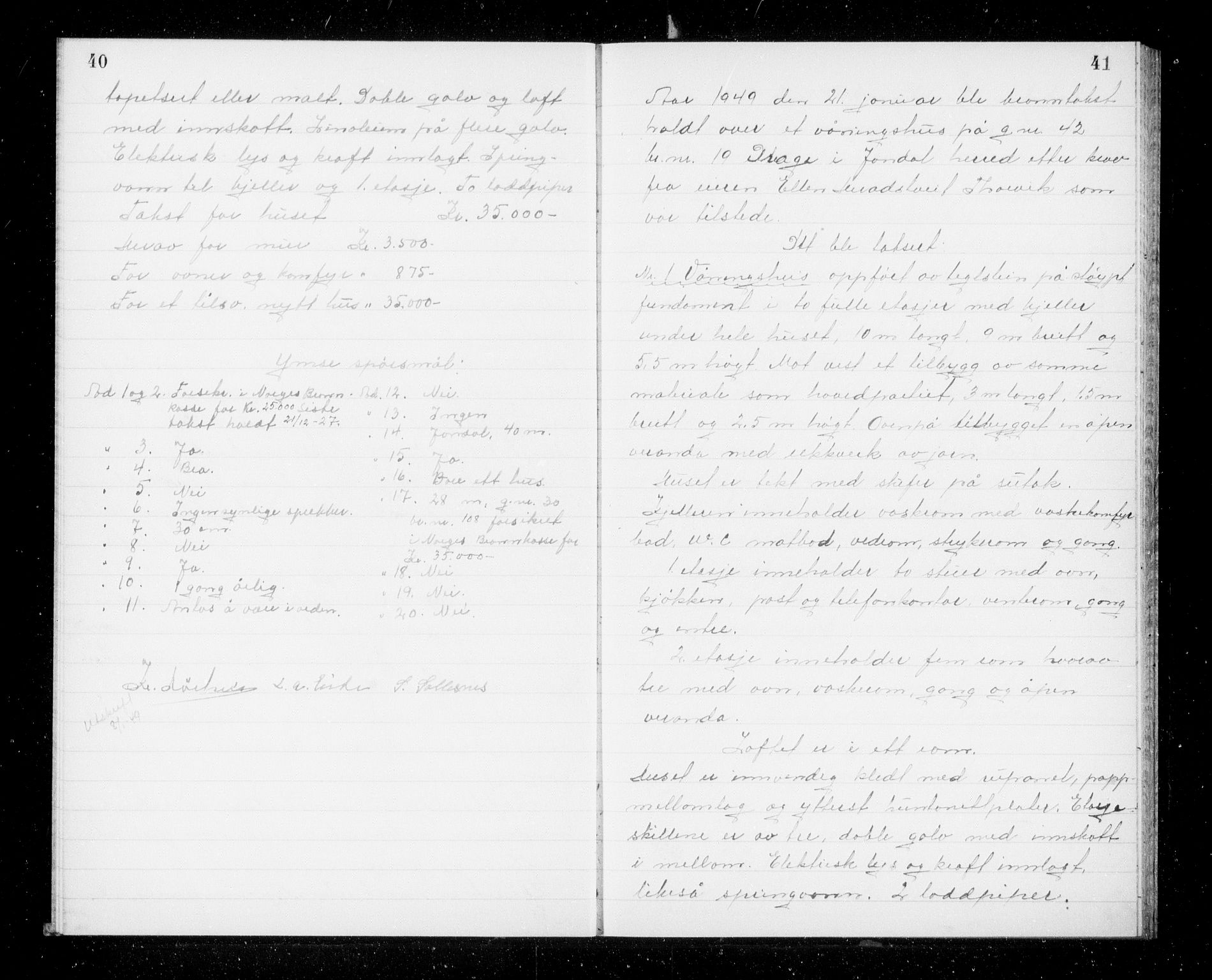 Lensmannen i Jondal, AV/SAB-A-33101/0012/L0003: Branntakstprotokoll, 1948-1951, p. 40-41