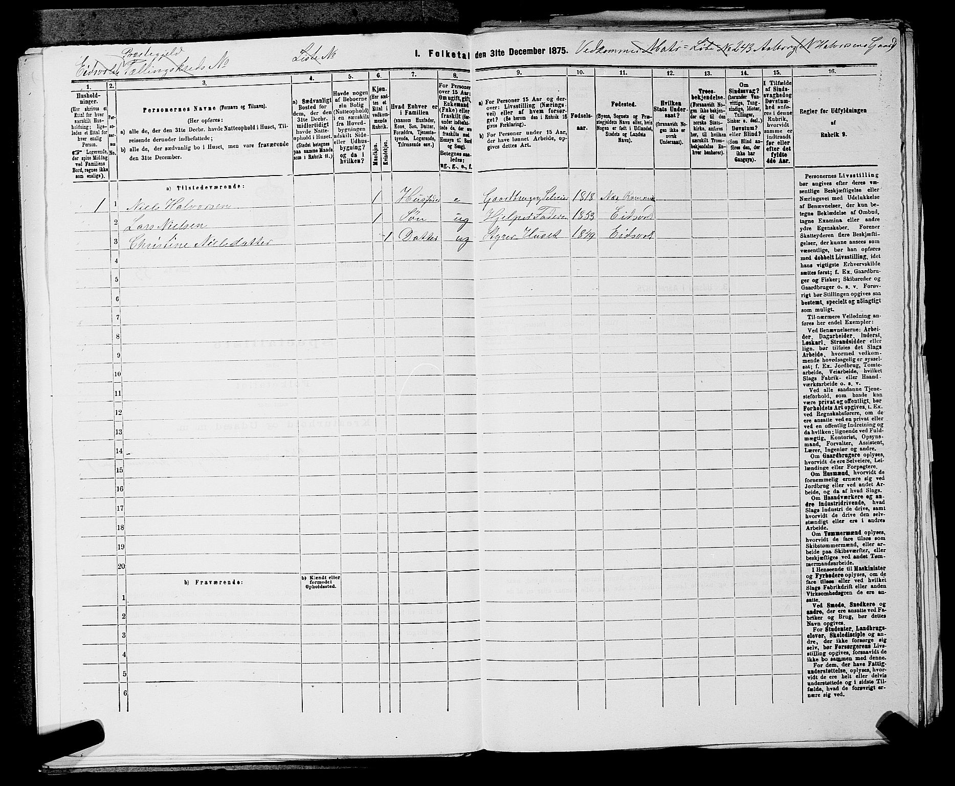 RA, 1875 census for 0237P Eidsvoll, 1875, p. 1524