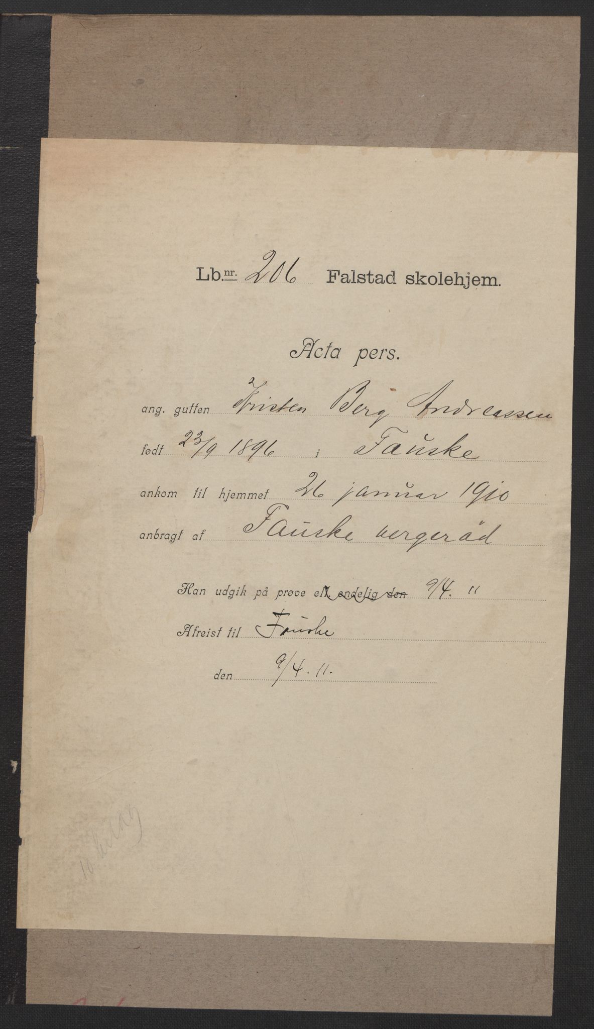 Falstad skolehjem, AV/RA-S-1676/E/Eb/L0009: Elevmapper løpenr. 189-209, 1909-1916, p. 324