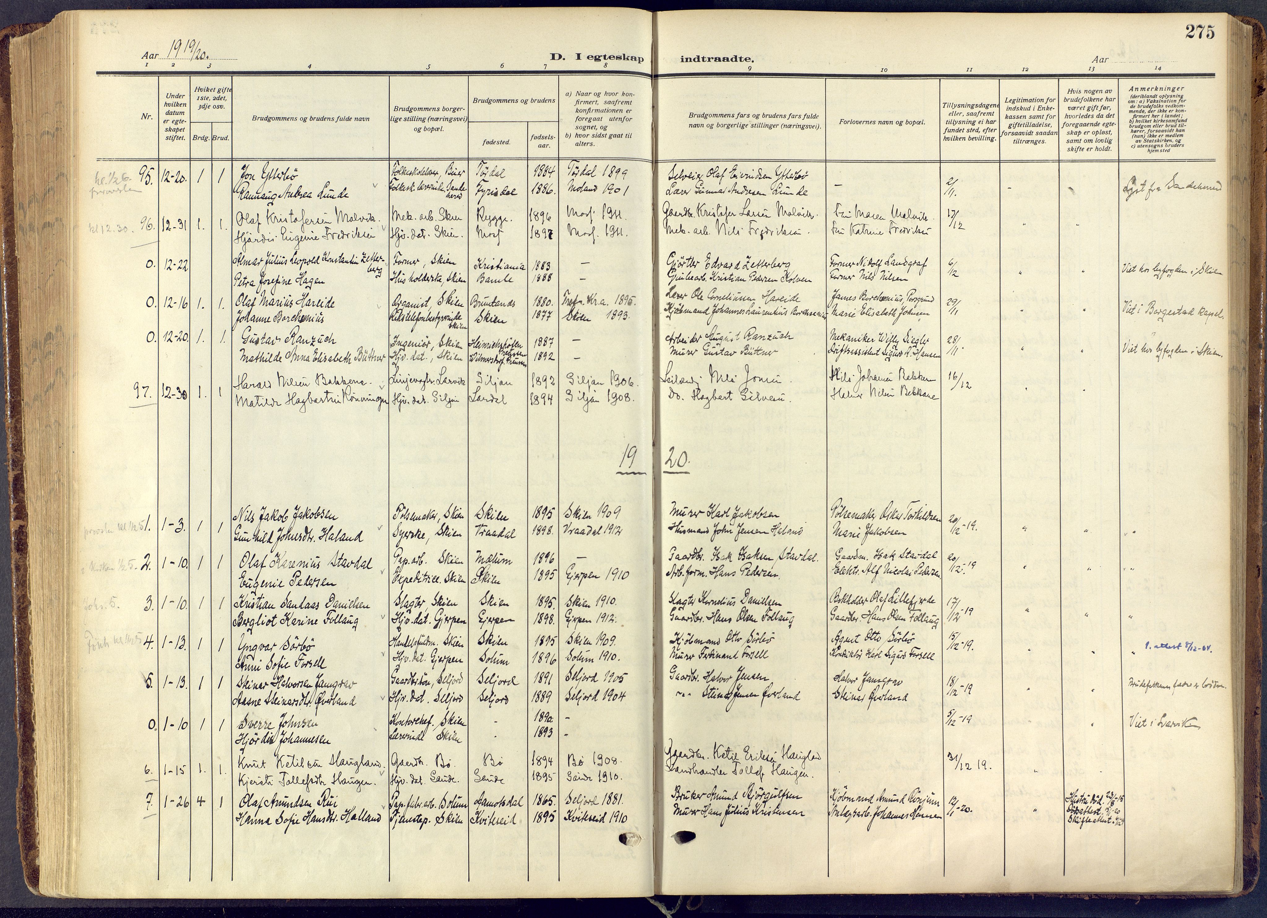 Skien kirkebøker, SAKO/A-302/F/Fa/L0013: Parish register (official) no. 13, 1915-1921, p. 275
