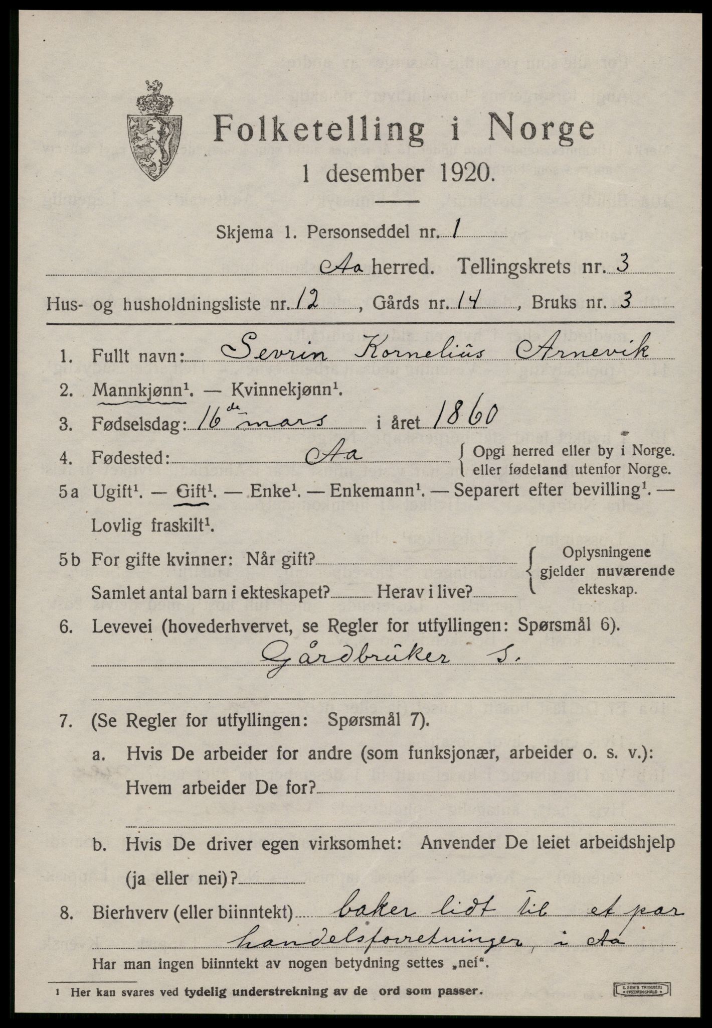 SAT, 1920 census for Å, 1920, p. 1912