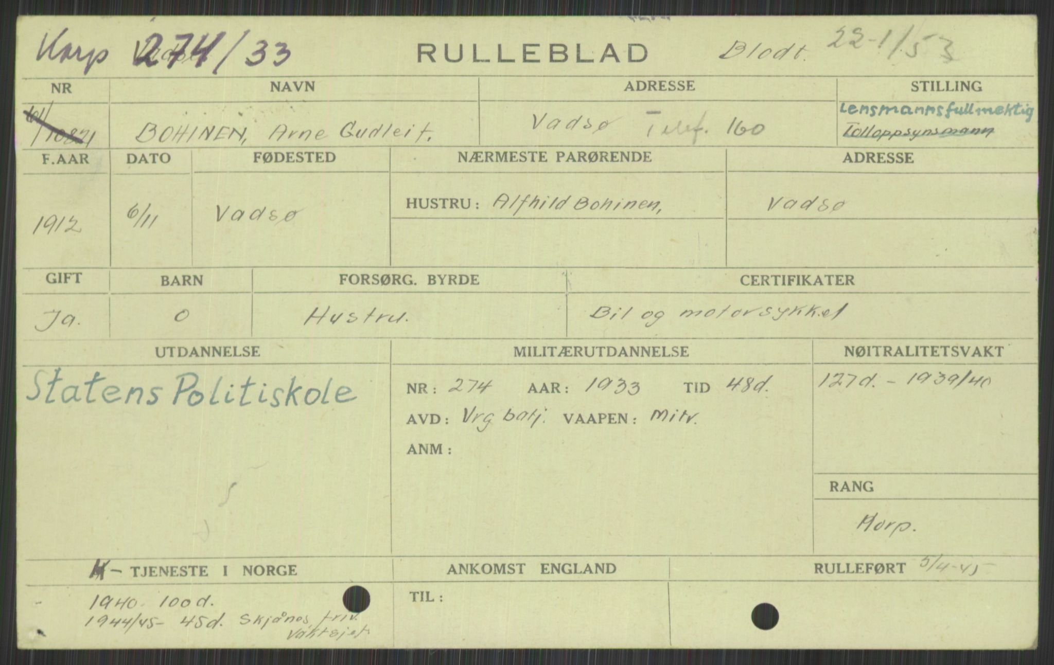 Forsvaret, Varanger bataljon, AV/RA-RAFA-2258/1/D/L0440: Rulleblad for fødte 1892-1912, 1892-1912, p. 1541