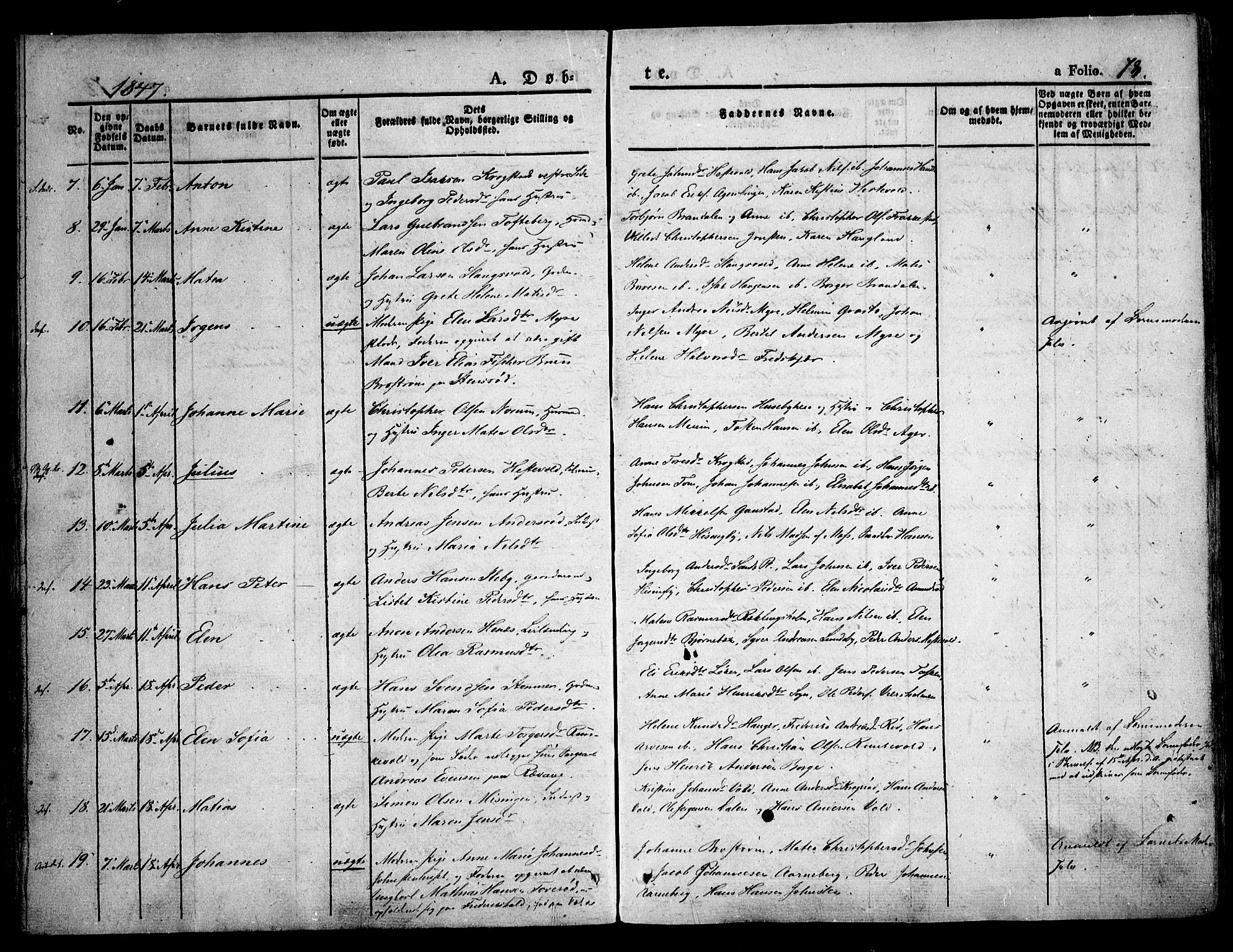 Råde prestekontor kirkebøker, AV/SAO-A-2009/F/Fa/L0005: Parish register (official) no. 5, 1830-1853, p. 73