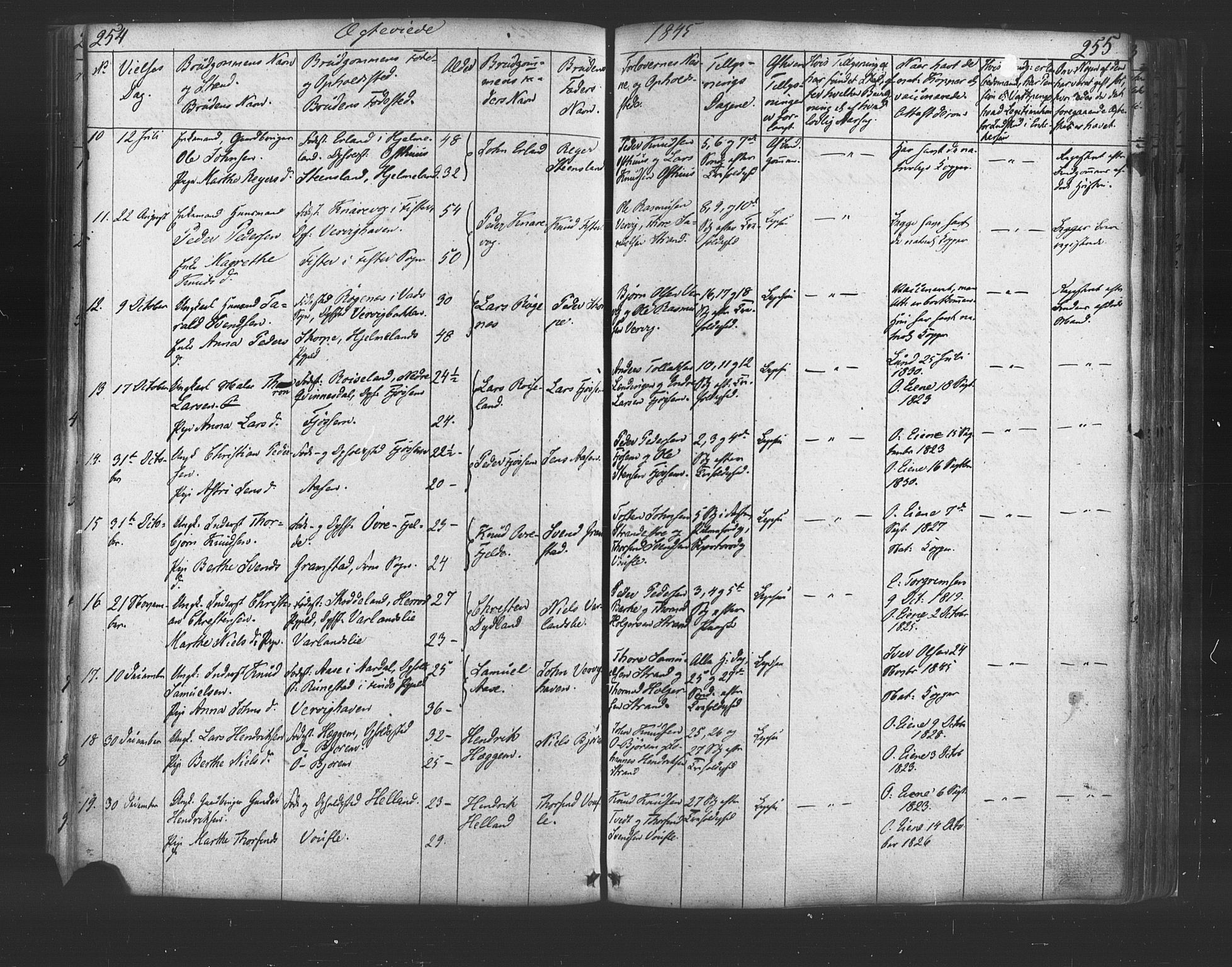 Strand sokneprestkontor, SAST/A-101828/H/Ha/Haa/L0006: Parish register (official) no. A 6, 1834-1854, p. 254-255