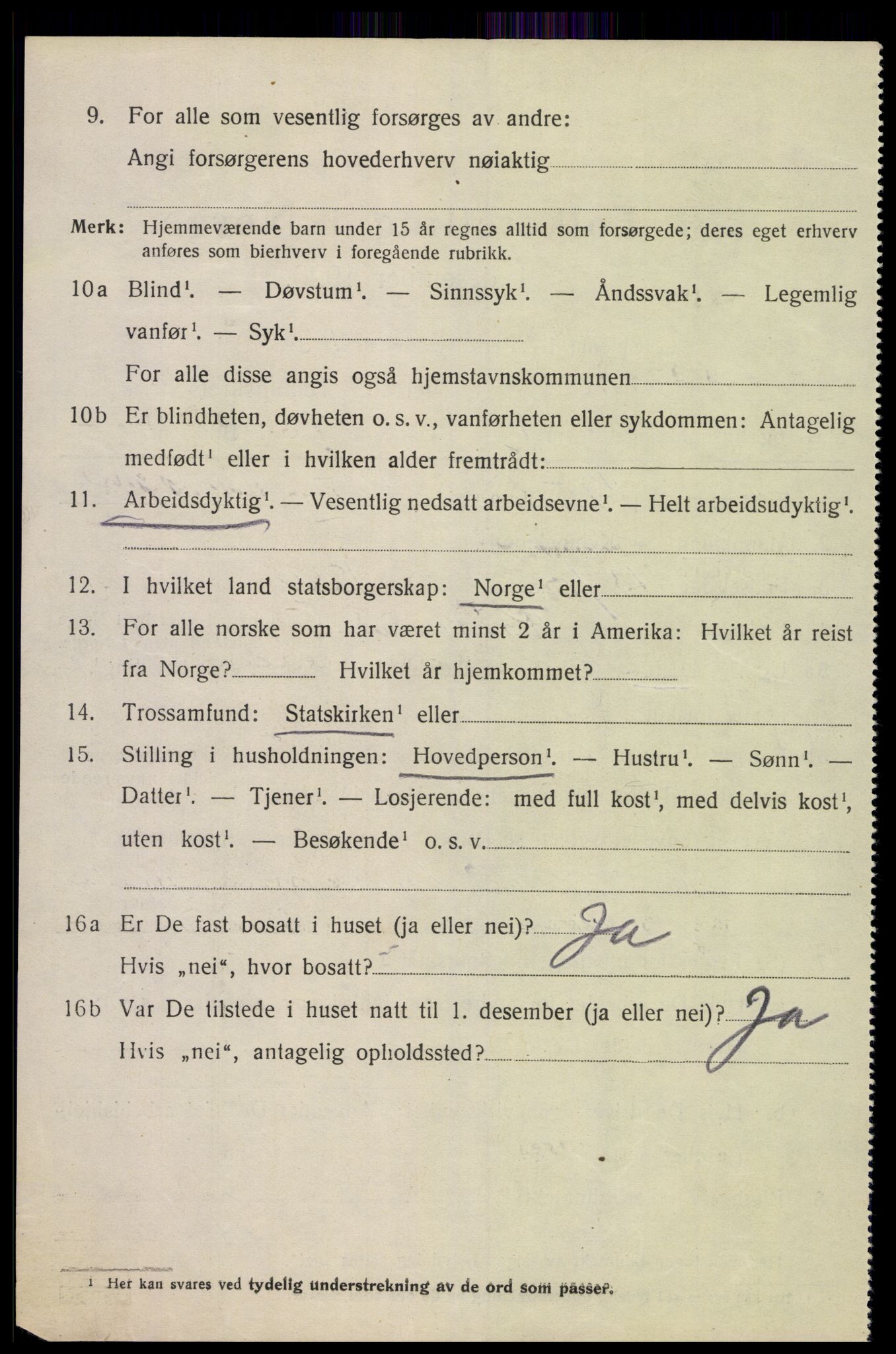 SAK, 1920 census for Oddernes, 1920, p. 11134