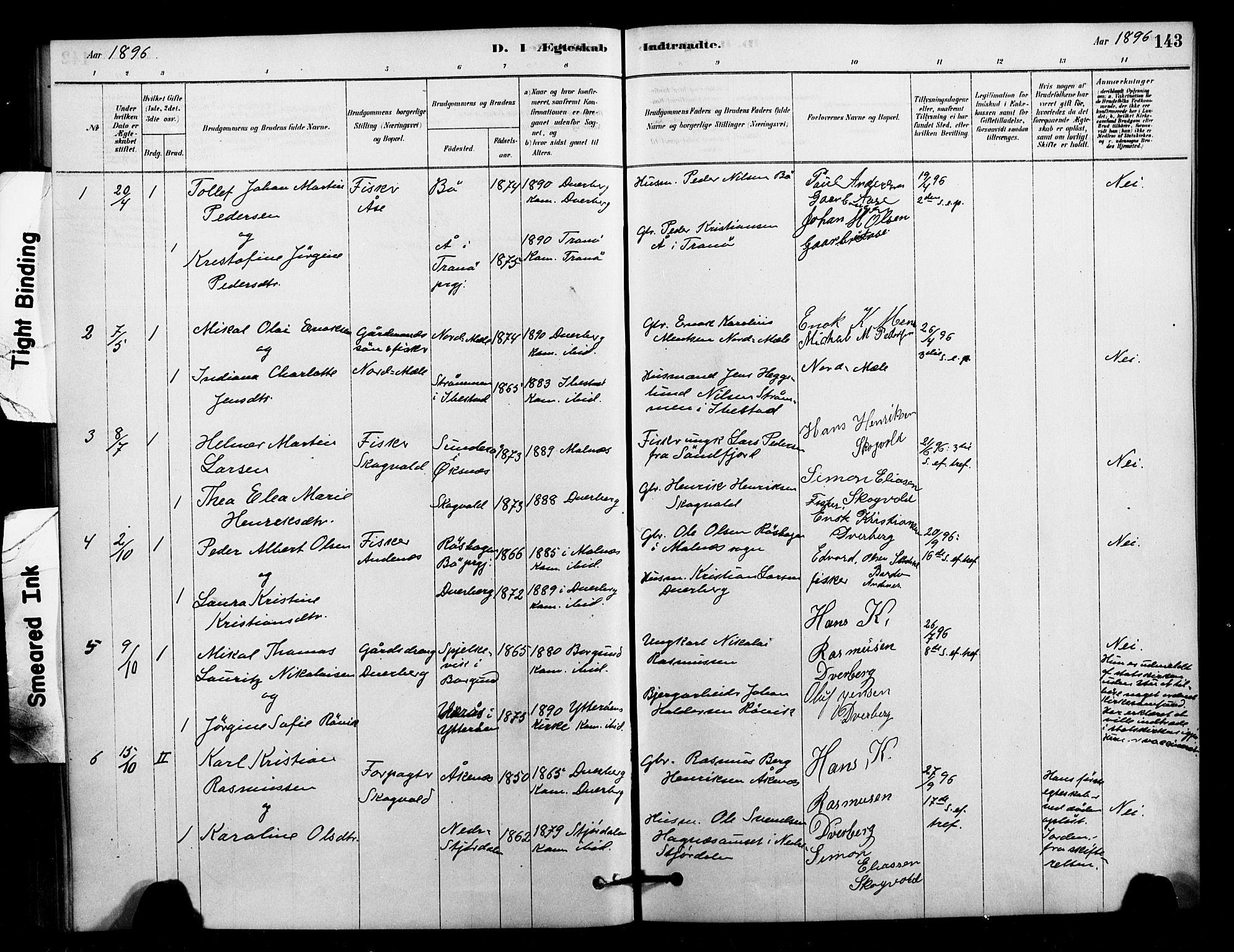 Ministerialprotokoller, klokkerbøker og fødselsregistre - Nordland, AV/SAT-A-1459/897/L1399: Parish register (official) no. 897C06, 1881-1896, p. 143